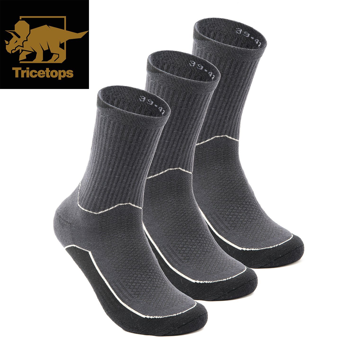 Tricetops Sportsocken TS02M Wandersocken Herren Arbeitssocken Damen 3 / 6 Paar Sportsocken Atmungsaktiv (3-Paar)