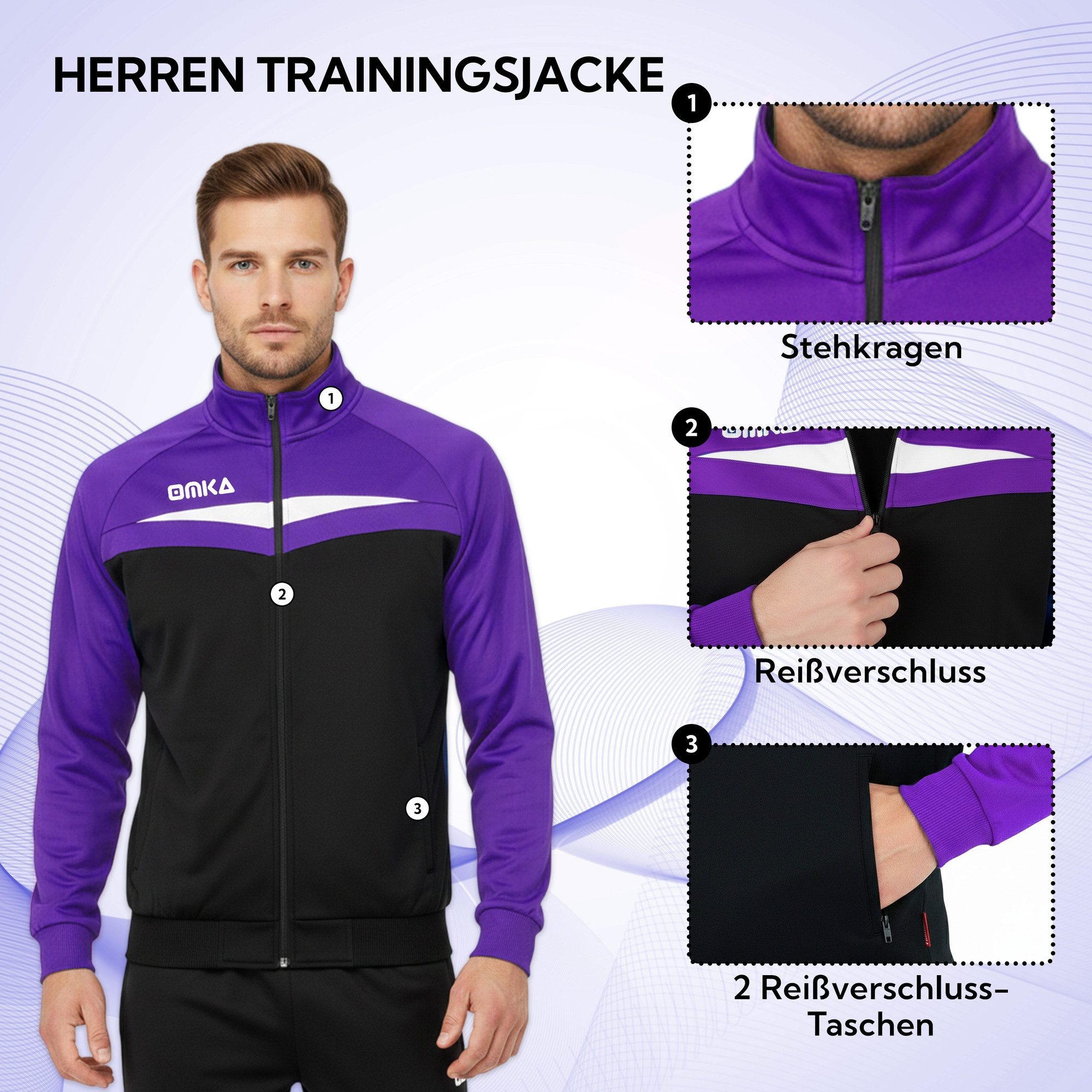 OMKA Trainingsjacke OK200J OMKA Optima Trainingsjacke Joggingjacke Sportjacke