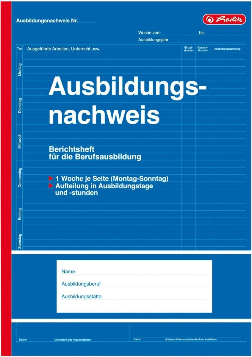 Formularblock Berichtsheft A4 28 Blatt Berufsausbildung