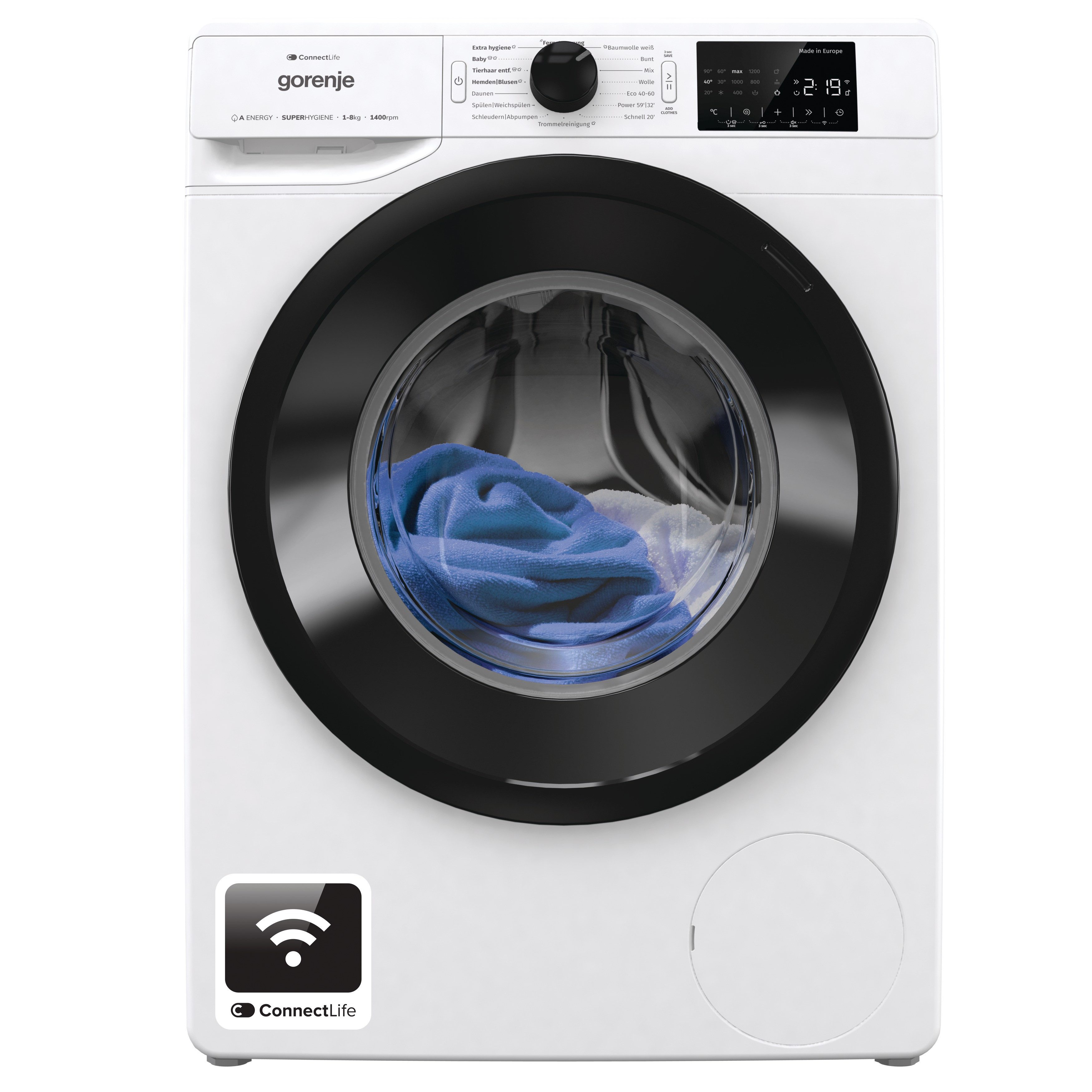 GORENJE Waschmaschine WPNEI84A1TS, 8 kg, 1400 U/min, Energieklasse A-10%