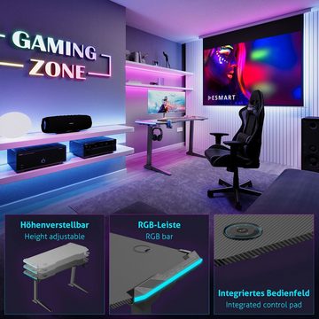 ESMART Gamingtisch ESMART Germany GTX-121 elektrisch höhenverstellbarer Gaming Schreibtisch 125 x 60cm