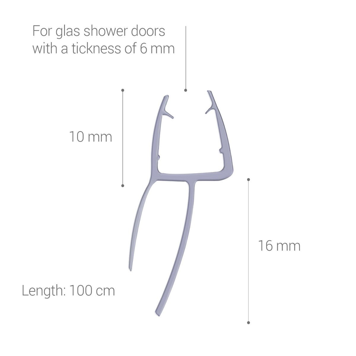 Türbodendichtung Dichtung - 6mm - Ersatz Glasduschtür 45° Schwallschutz 100cm Navaris