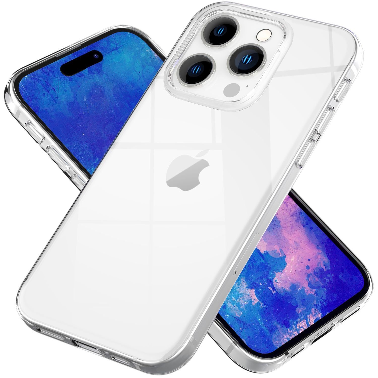 Nalia Smartphone-Hülle Apple iPhone 15 Pro, Klare Silikon Hülle / Transparent / Anti-Gelb / Kratzfest / Dünn Slim