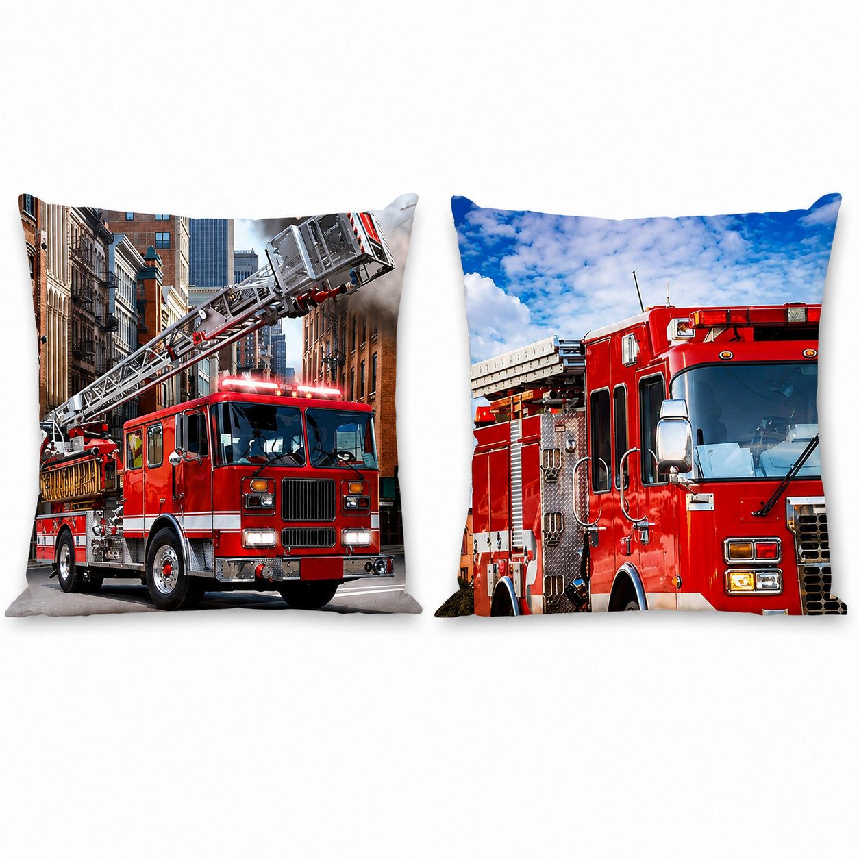 Faro Dekokissen Feuerwehr Kissen Kuschelkissen Dekokissen Feuerwehrauto 40 x 40 cm