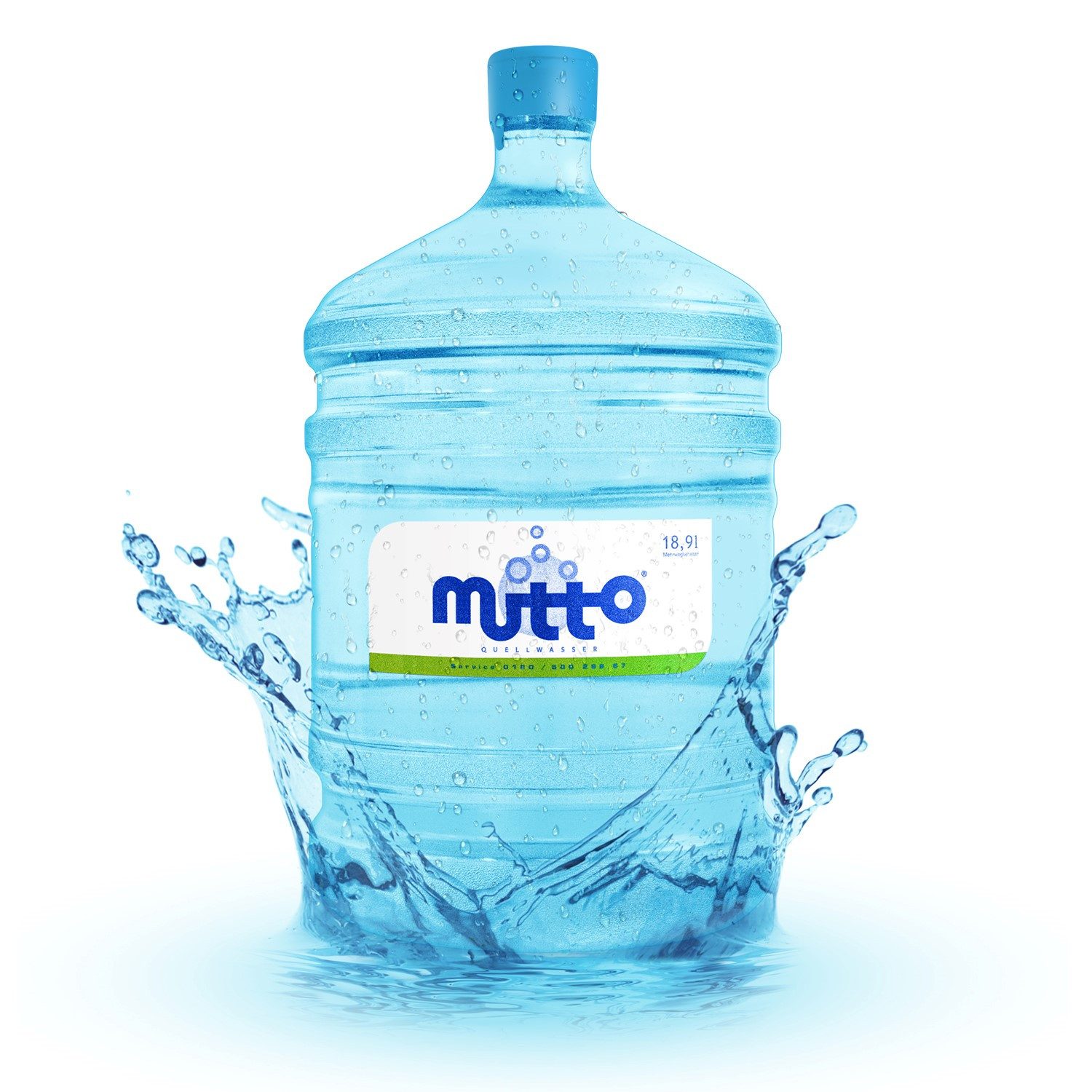 Mutto Trinkwasser Mutto Premium Quellwasser, Wassergallone mit 18,9 Liter Quellwasser, 1 x 18,9 l, ohne Pumpe und Wasserspender