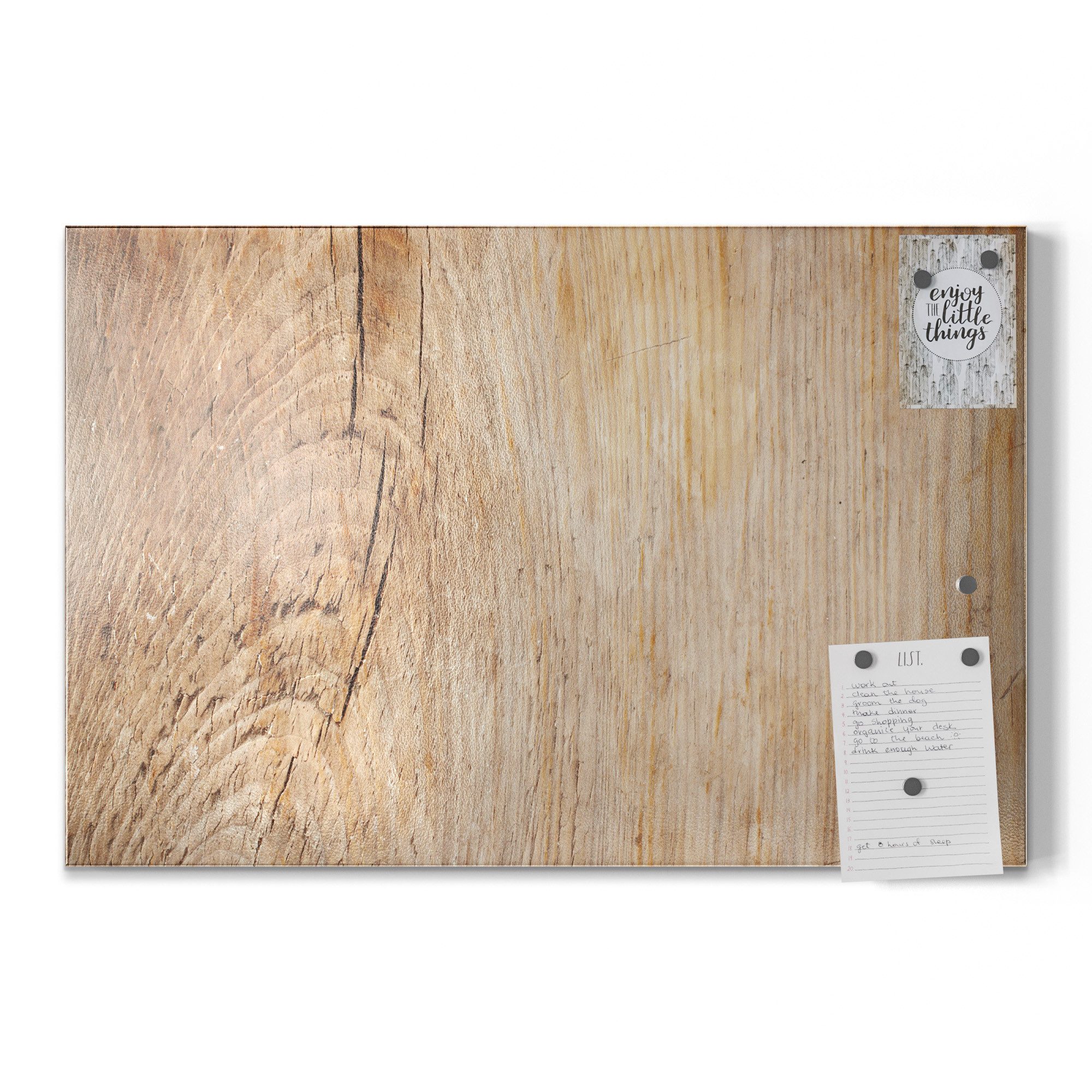 DEQORI Magnettafel 'Zeitlose Holzstruktur', Metall Whiteboard für alle Magnete, Magnetboard magnetisch