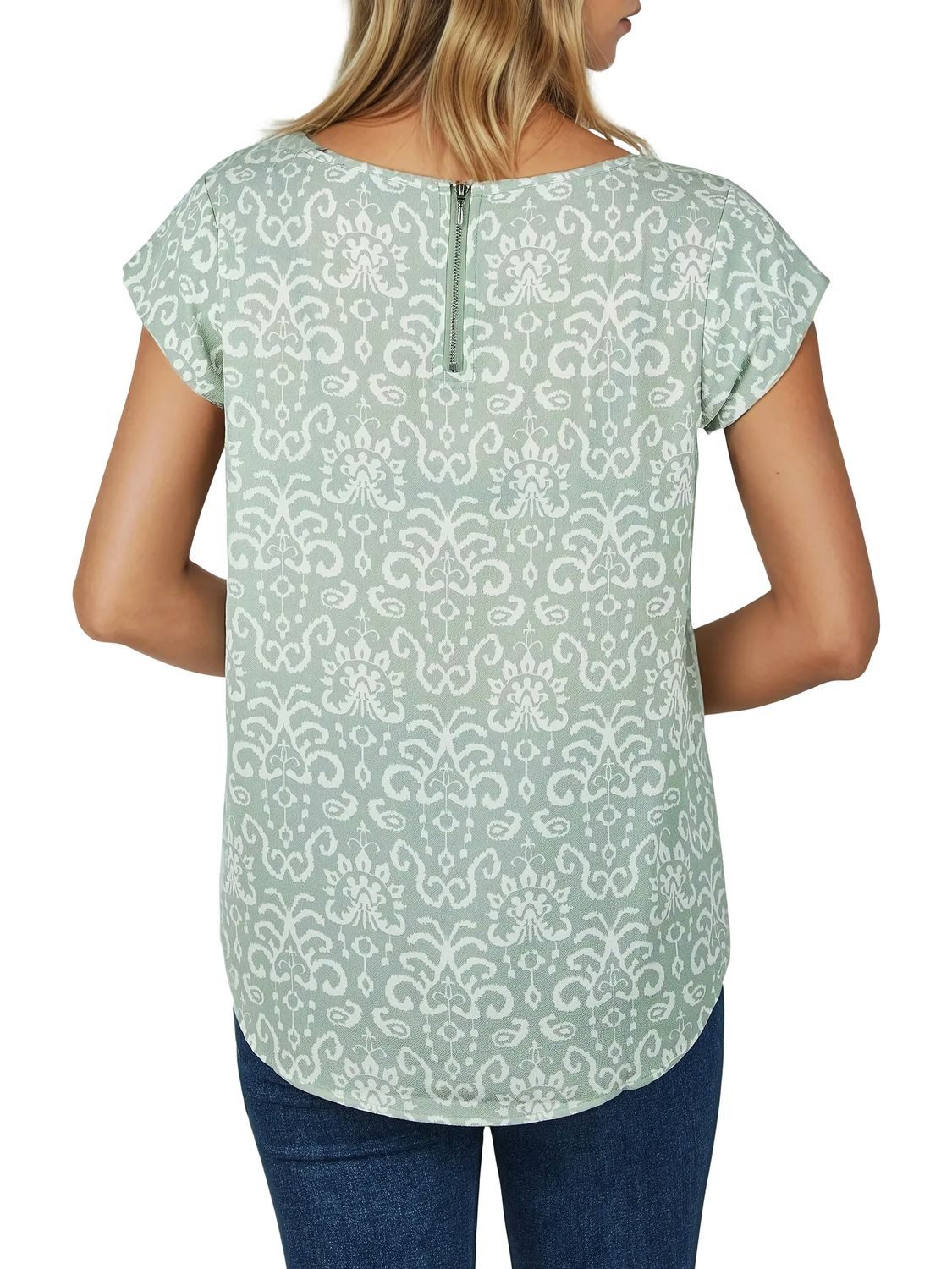 DENIMFY T-Shirt Damen Sommer Top DFAda 2er Pack Regular Fit (Vorteilspack, 2-tlg) Basic Kurzarm Tee Shirt mit Reißverschluss