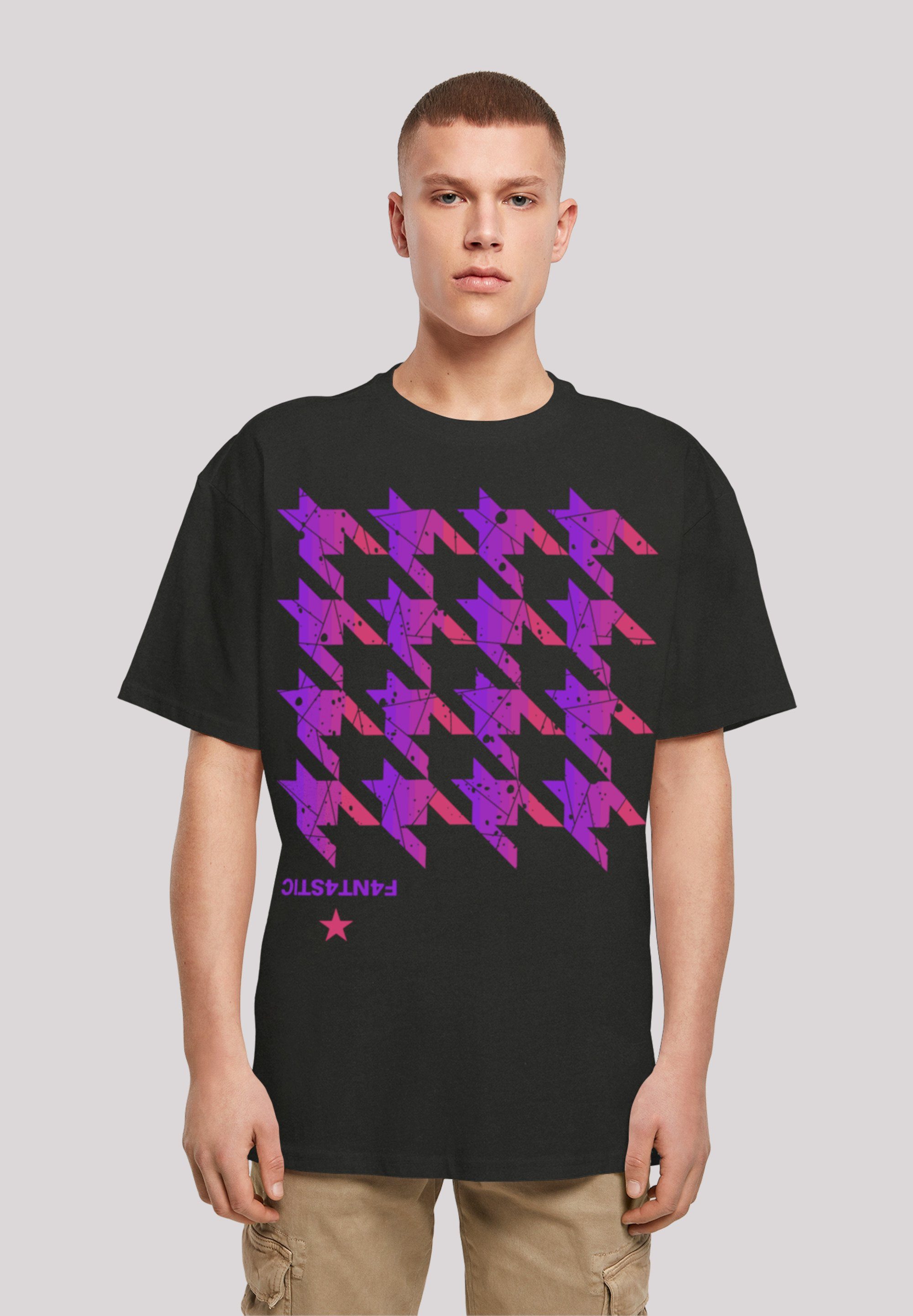 F4NT4STIC T-Shirt Hahnentritt Pink Print schwarz