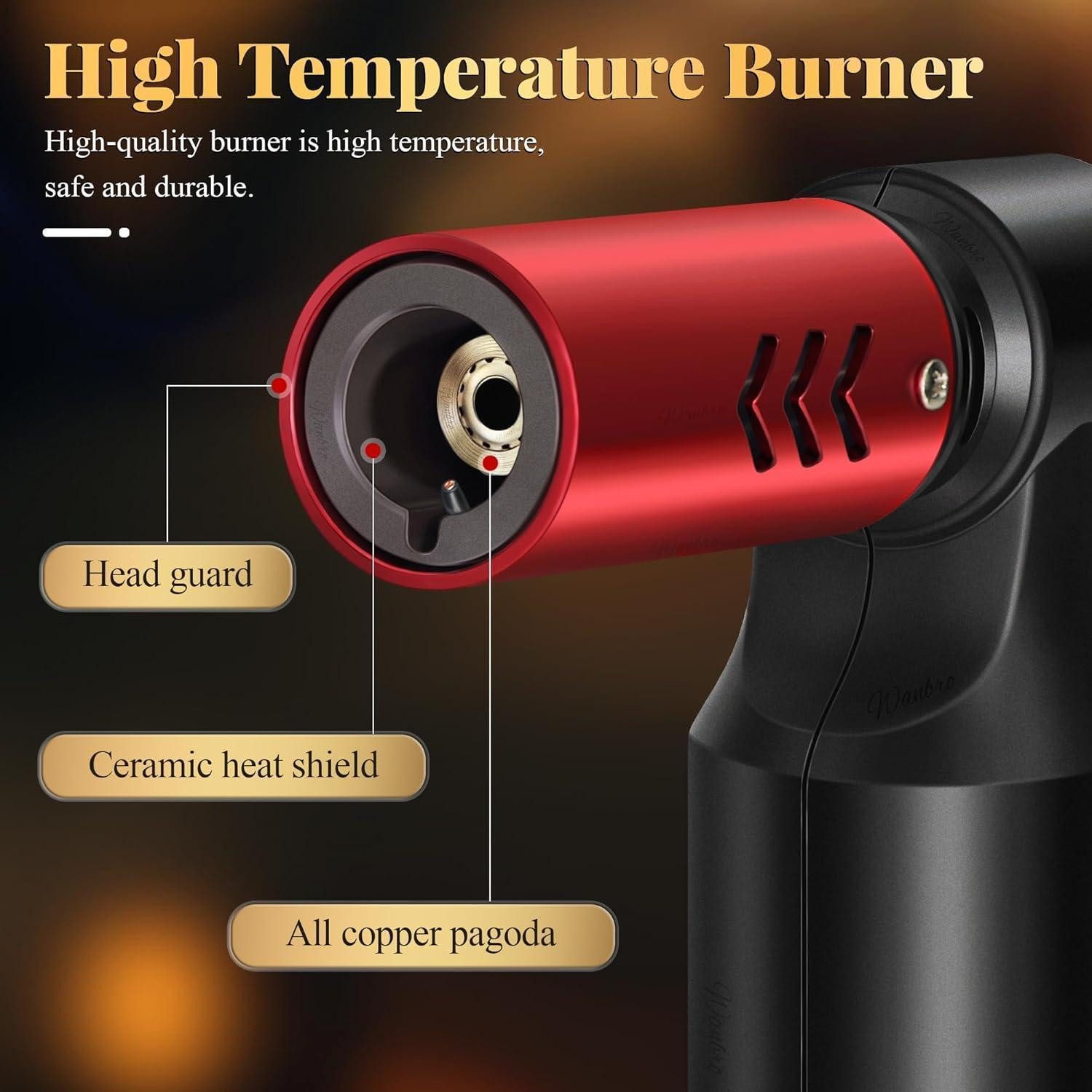 wanbro Flambierbrenner 2er Set Küchenbrenner Jetflamme Butangas nachfüllbar Creme Brulee