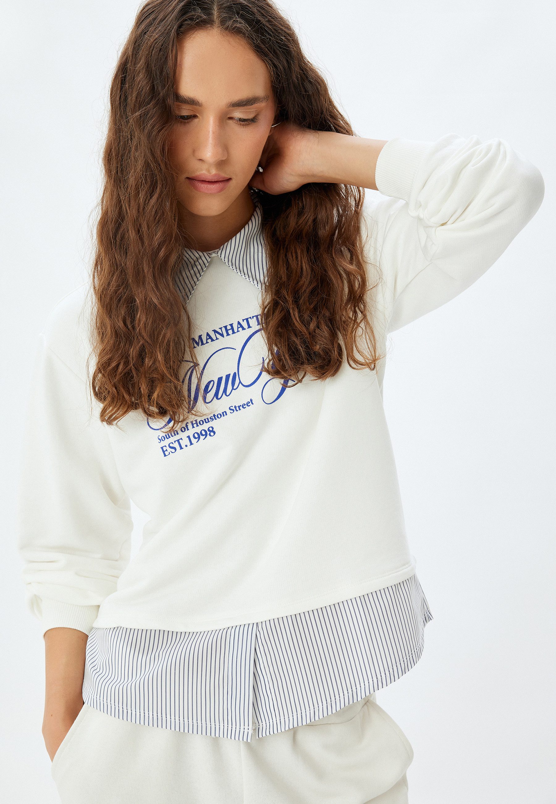 Koton Sweatshirt Hemdkragen Relax