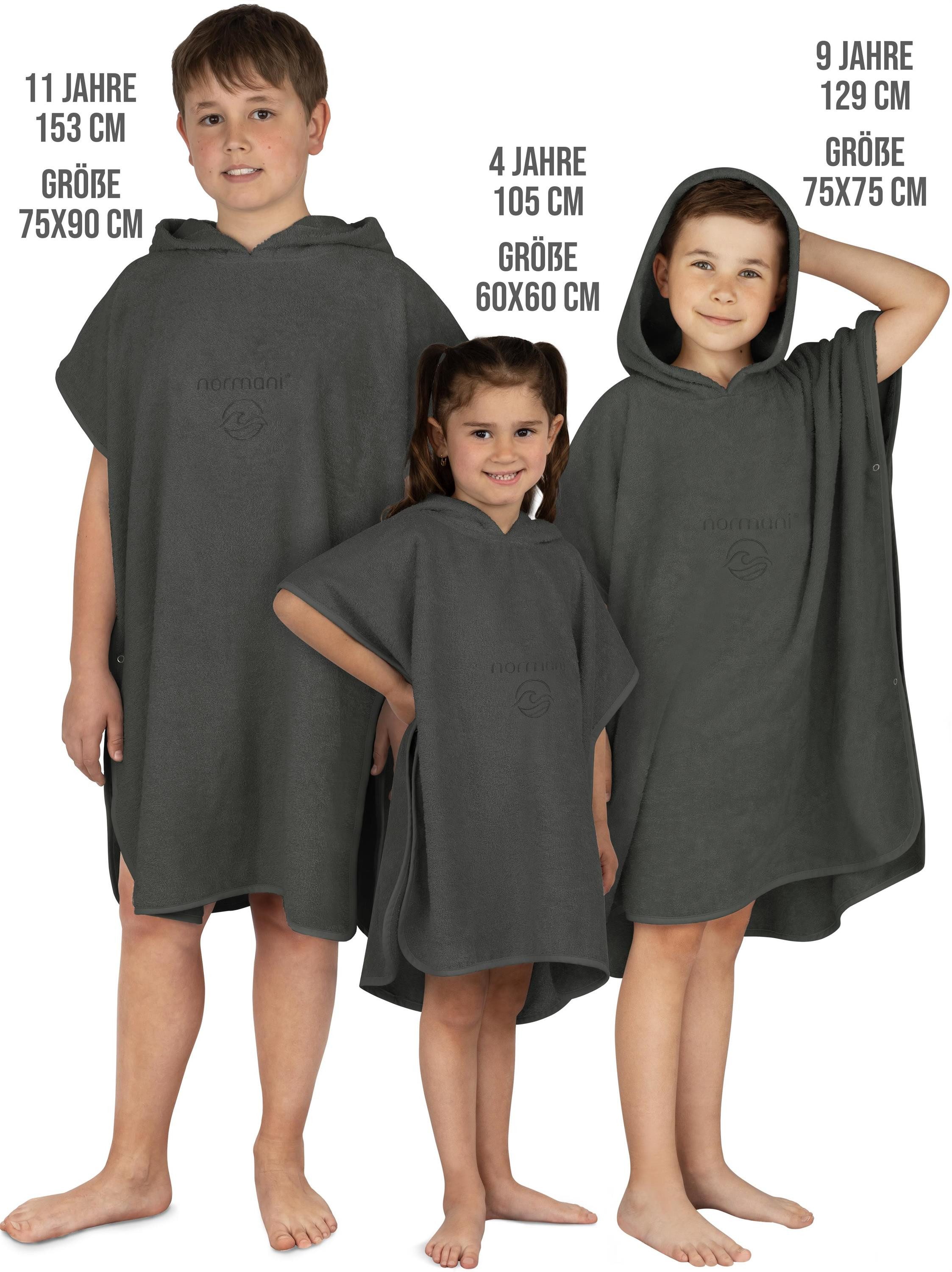 normani Badeponcho Badeponcho aus Bio-Baumwolle für Kinder, Bio-Baumwolle, Kapuze, Schlupf, Kinderbademantel mit Kapuze Strandponcho – Bild 2 von 5