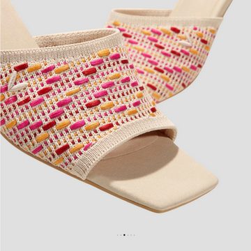 UE Stock Vivaia Damen Slider eckiger Zehenpartie Blockabsatz Gr. 41 Multi Pink Pantolette Komfort bei jedem Schritt