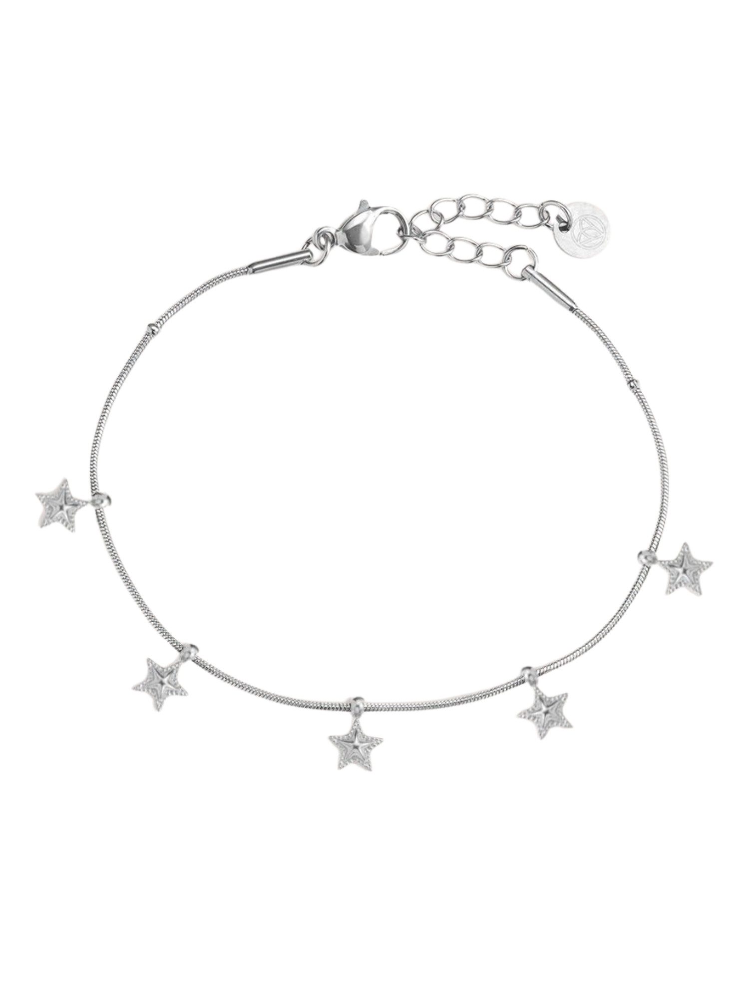 Adel Accessoires Edelstahlarmband Edelstahl Stern-Armband mit 5 Sternen – Gold & Silber, 16+3 cm, Filigranes Edelstahlarmband mit Sternen, Gold & Silber, 16+3 cm