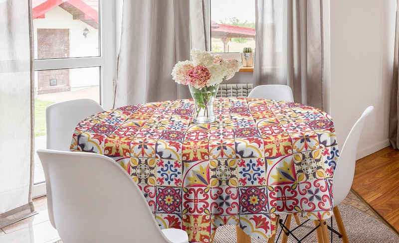 Abakuhaus Tischdecke Kreis Tischdecke Abdeckung für Esszimmer Küche Dekoration, marokkanisch Italienisch Inspired Motiv