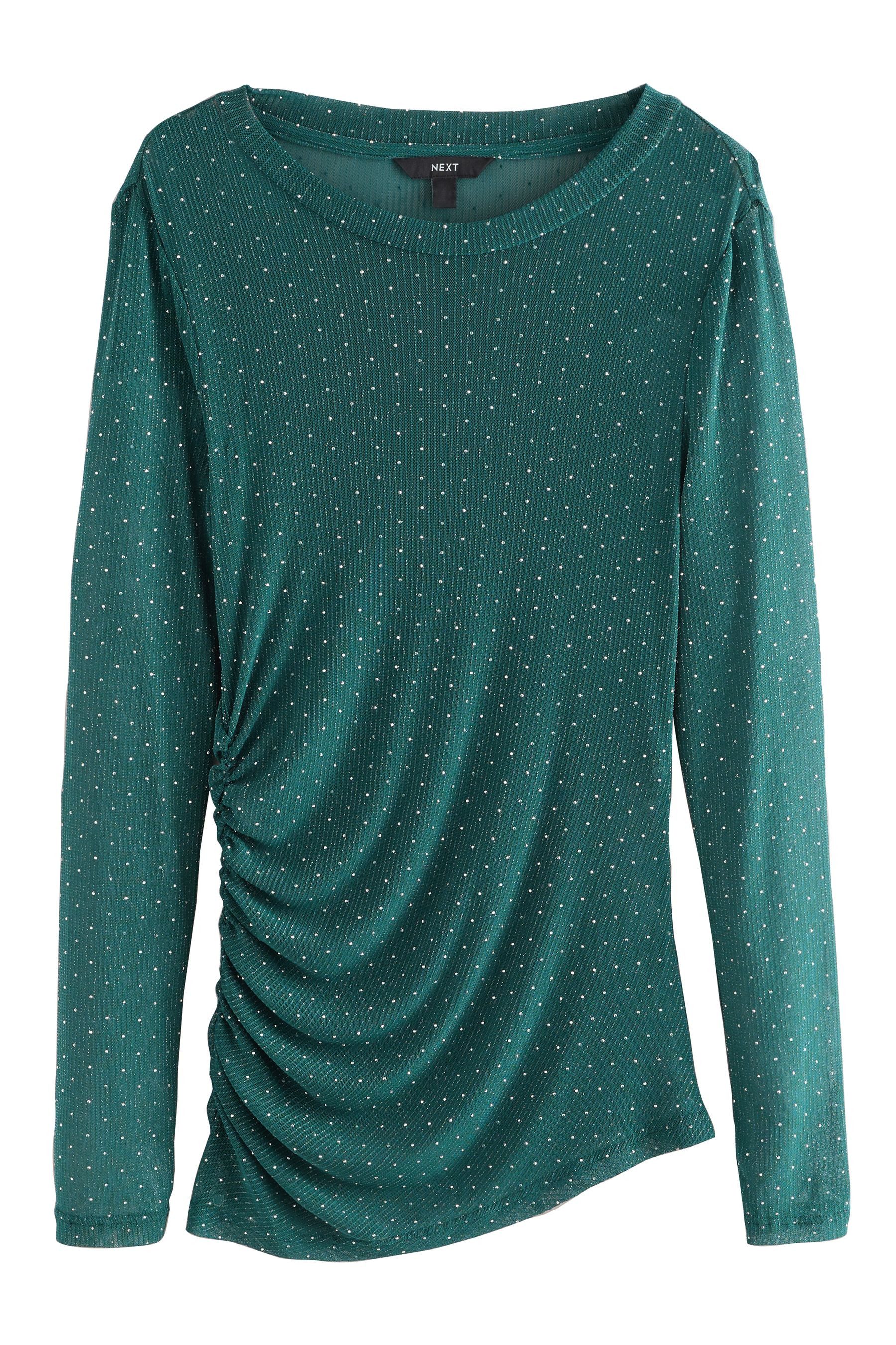 Next Langarmbluse Transparentes Langarmoberteil, Glitzer, Raffung günstig online kaufen