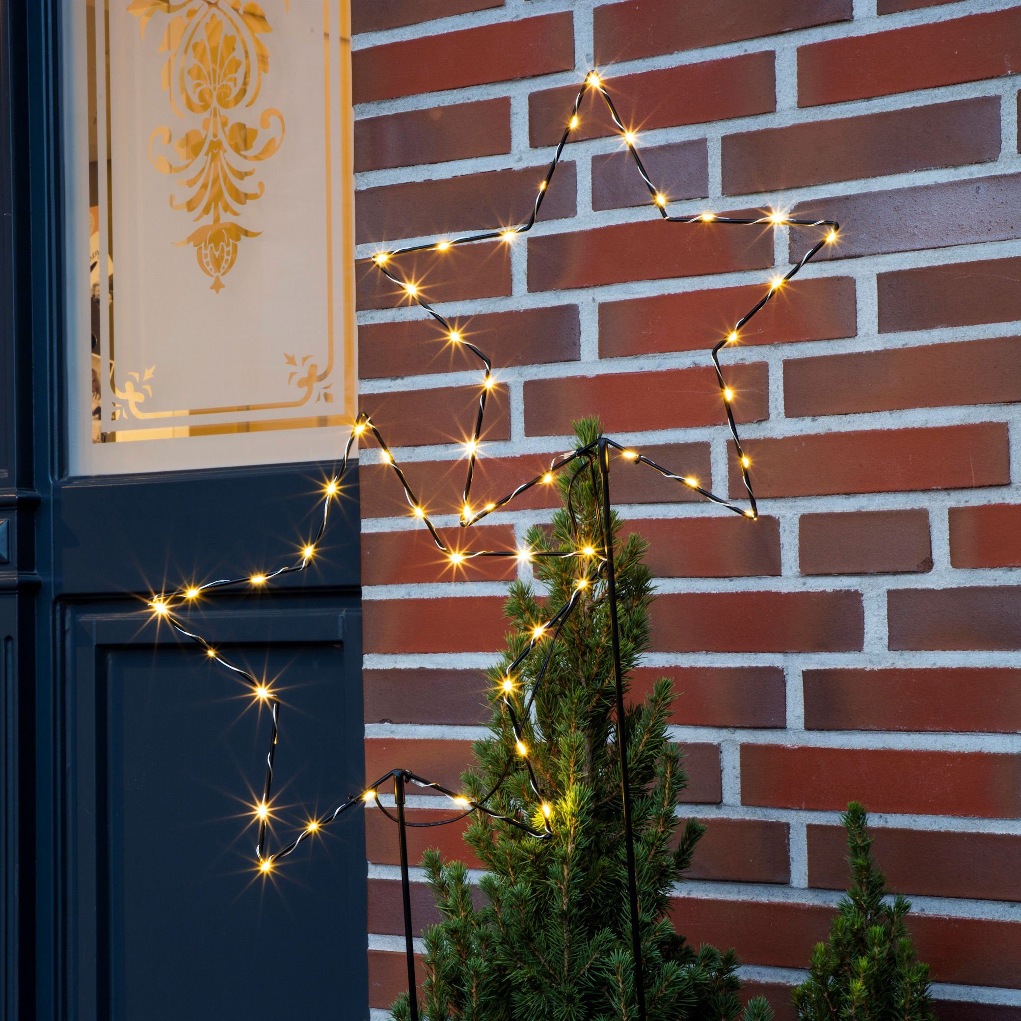 Spetebo LED Dekolicht LED Garten Stecker Sterne - 98 x 50 cm, An / Aus / Timer, LED, warmweiss, Timer