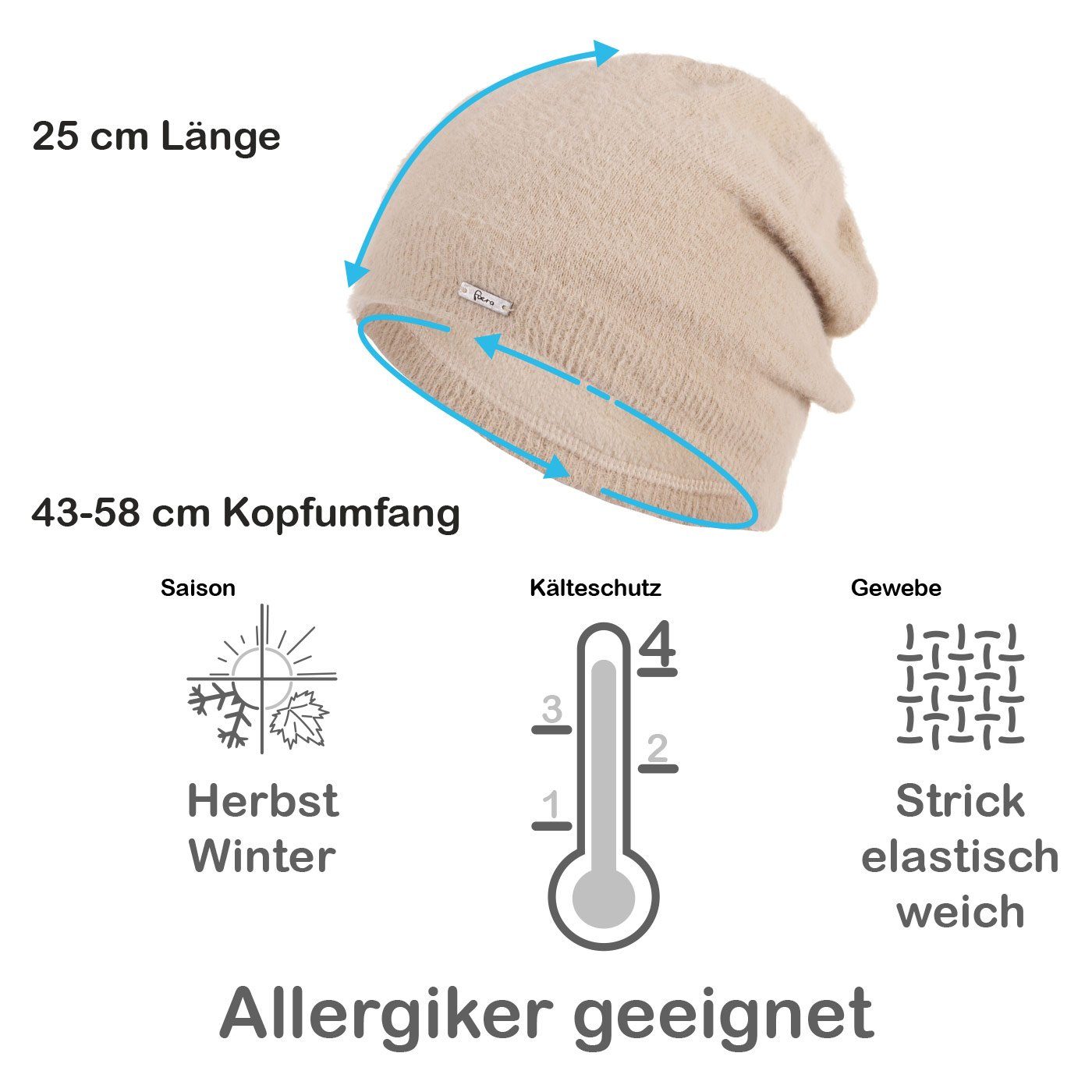 Faera Strickmütze Wintermütze Damen Mütze Beanie Haube gefüttert Damenmütze Mädchen