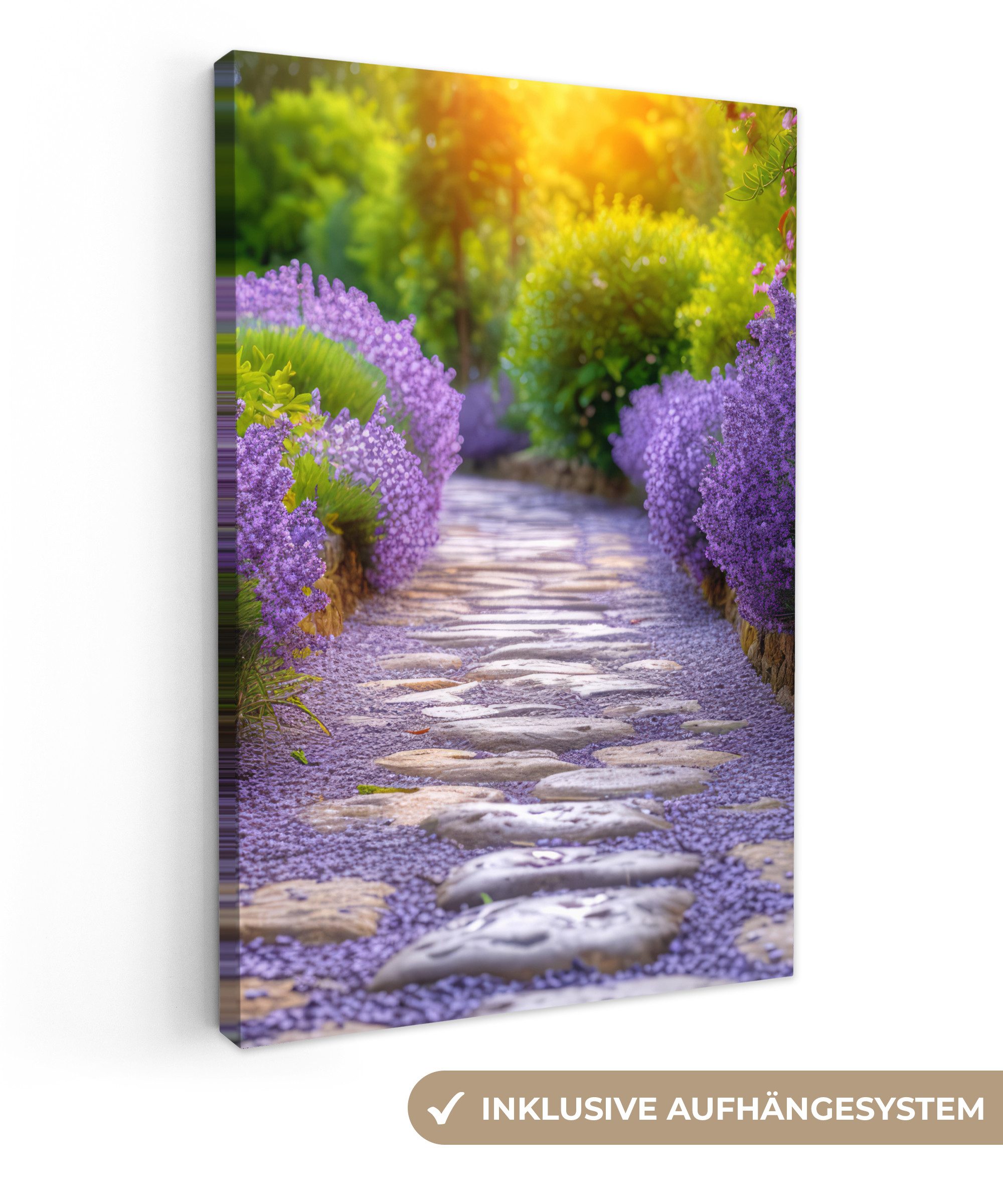 OneMillionCanvasses® Leinwandbild Blumen - Kröte - Lavendel - Garten, Fotod günstig online kaufen