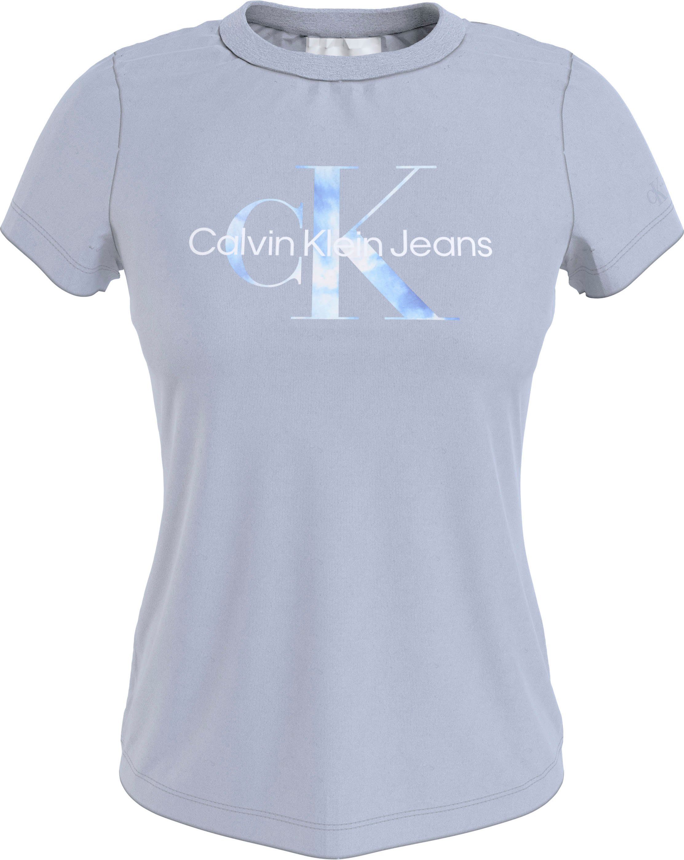 Damen Shirts Calvin Klein Jeans Rundhalsshirt AQUA MONOGRAM SLIM TEE mit markantem Calvin Klein Jeans Schriftzug