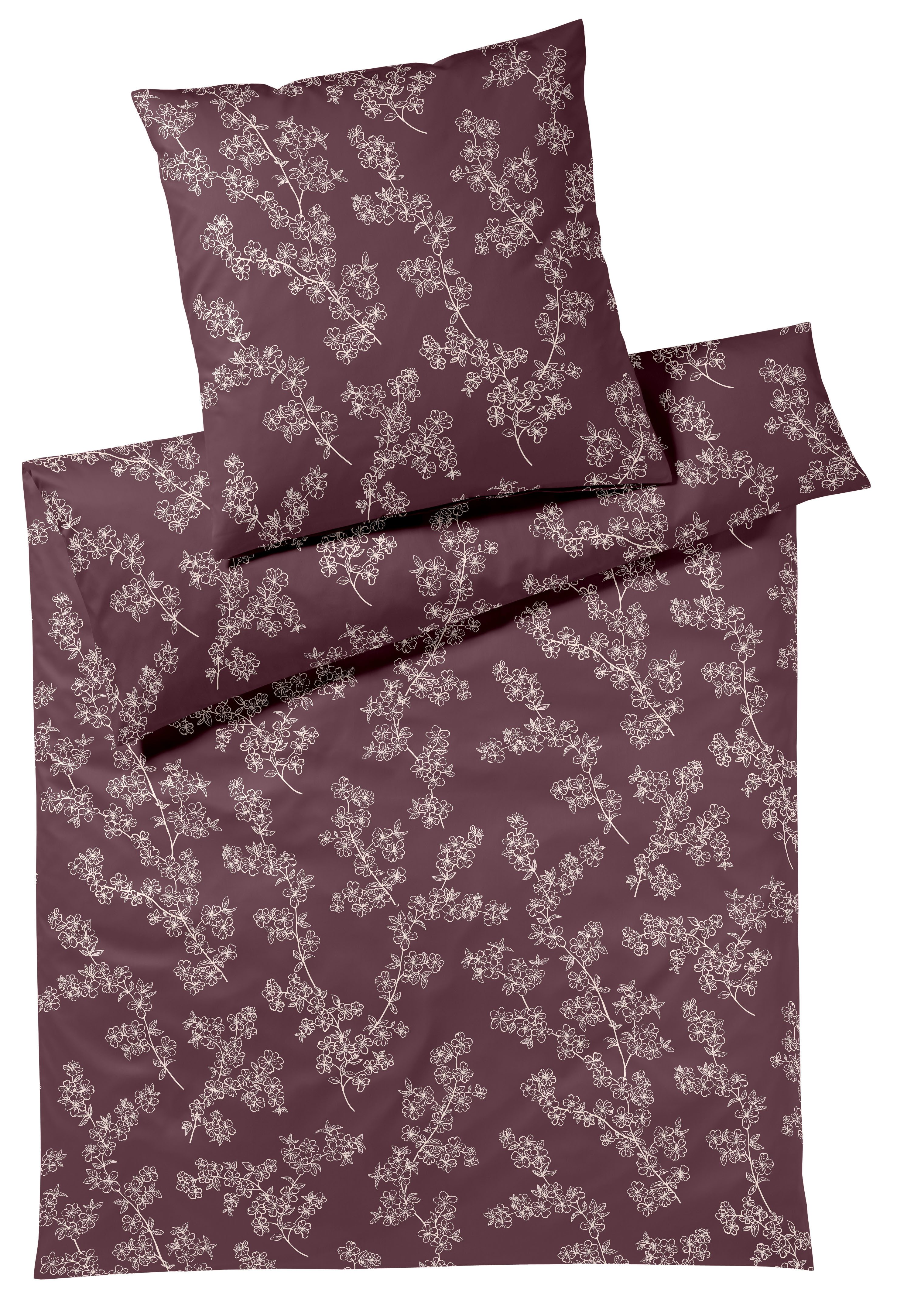 Elegante Bettwäsche Cherry Blossom, Interlock-Jersey, 2 teilig, angenehmes Hautgefühl