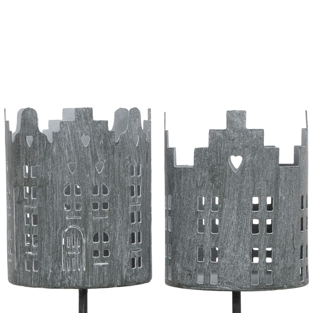 matches21 HOME & HOBBY Kerzenhalter Kerzenhalter 2er Set Metall Kerzen-Stecker grau Ø 8 x 10 cm (2 St), Kerzentüllen zum Stecken als Adventskranz-Stecker Tischdeko