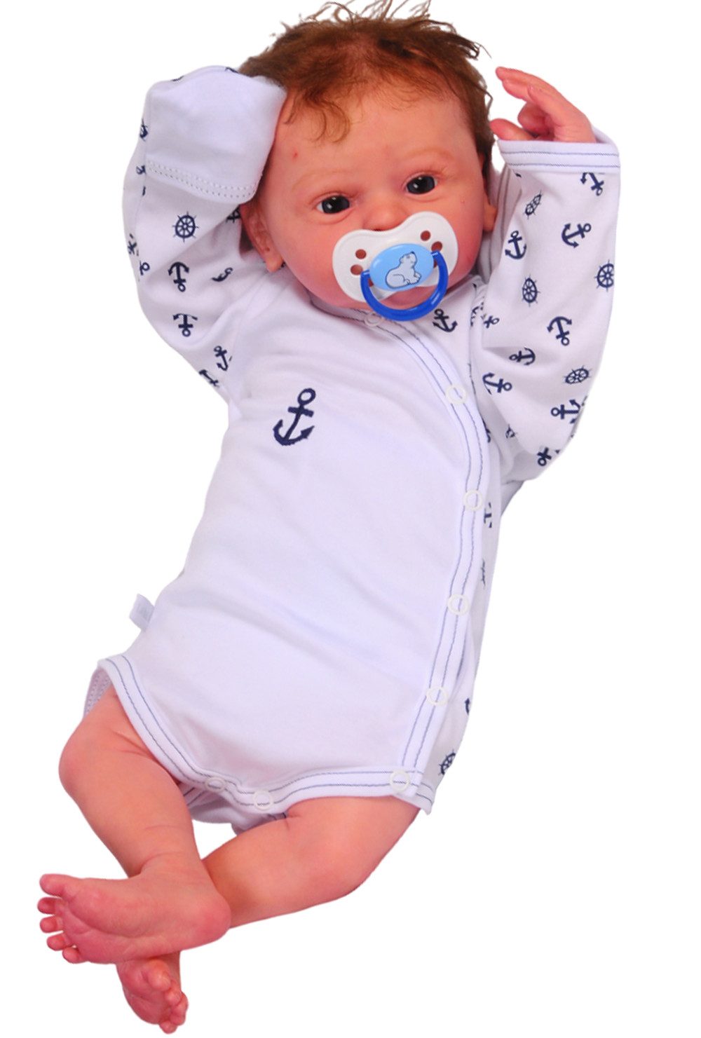 La Bortini Wickelbody Baby Body mit Kratzschutz Langarmbody mit Anker aus reiner Baumwolle, 44 50 56 62 68 74 80 86 92 98 104 110