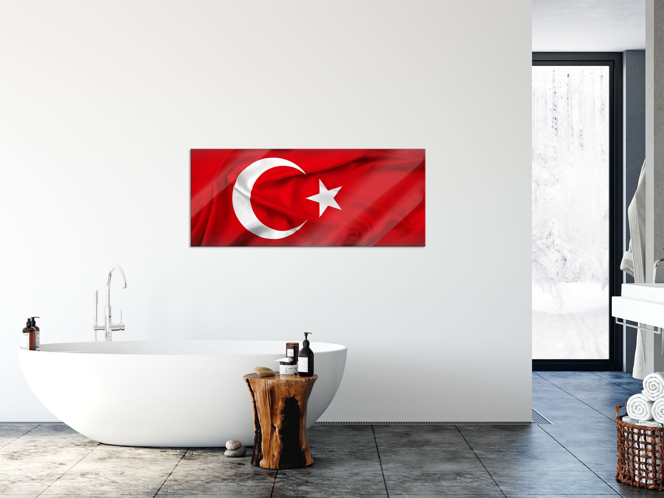 Pixxprint Glasbild Flagge der Türkei, Flagge der Türkei (1 St), Glasbild aus Echtglas, inkl. Aufhängungen und Abstandshalter