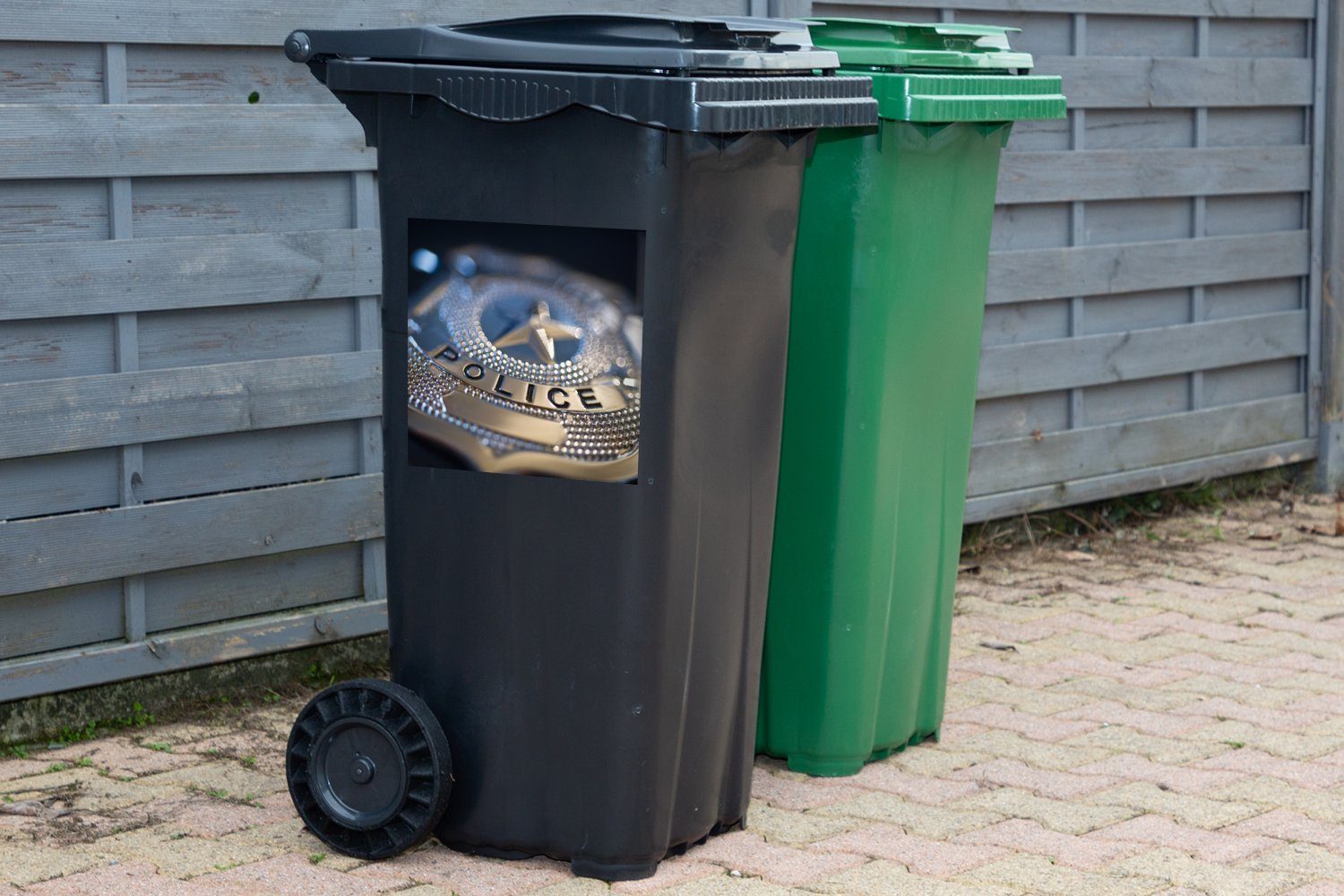 Container, Polizeiabzeichen Mülltonne, St), Sticker, Mülleimer-aufkleber, Abfalbehälter Wandsticker (1 MuchoWow