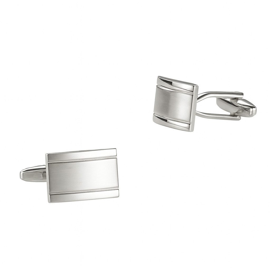 RAIKOU Manschettenknöpfe Gestreifte Edelstahl mit 925 Silber-Einlage (glänz günstig online kaufen