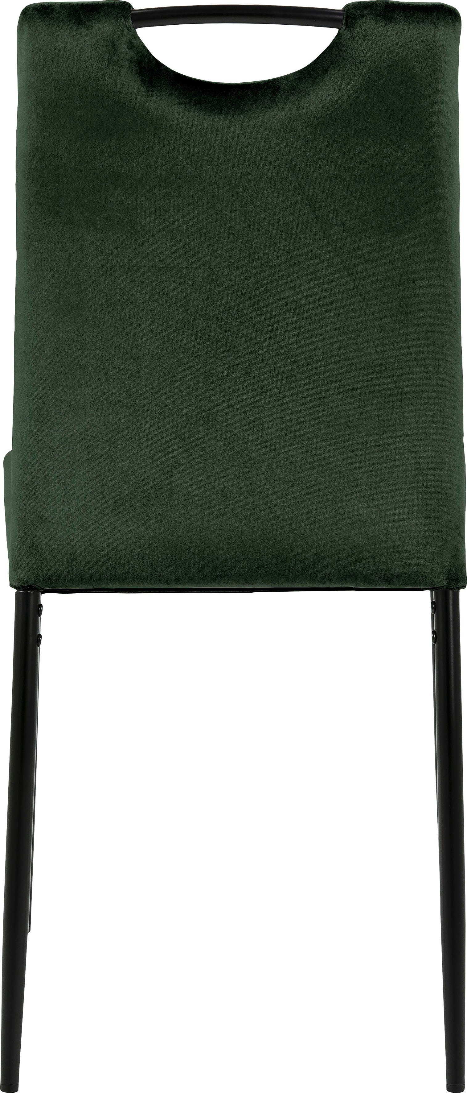 horizontalen mit Stoffbezug ACTONA (4 Esszimmerstuhl Daniel Nähten, dunkelgrün schwarze Metallbeine GROUP grün mit St), |