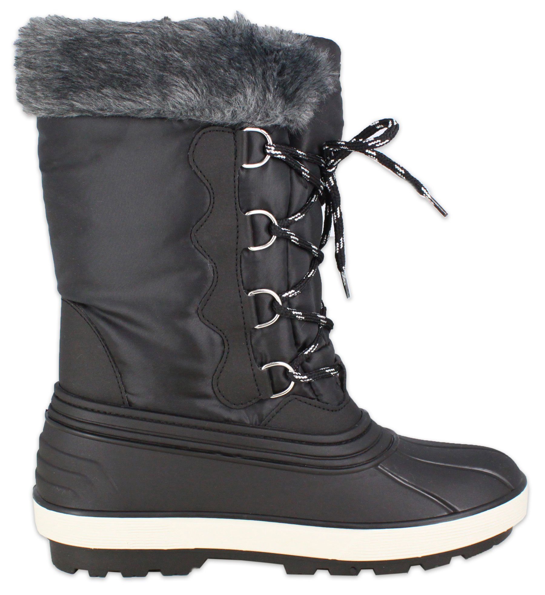 Beck Damen Winterstiefel Polaris bei Fellkragen, Stoffschaft mit Gummistiefel Füße warme Doppelgrößen (für mit Schnee) kuscheligem und Kälte Warmfutter