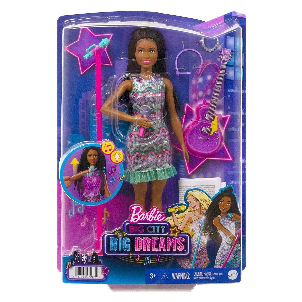 Mattel Puppe & Anziehpuppe frei "Bühne Barbie GYJ24 große 30 mit Träume" Big Barbie City Big cm Mattel® Licht Brooklyn Sound, für Dreams - - -
