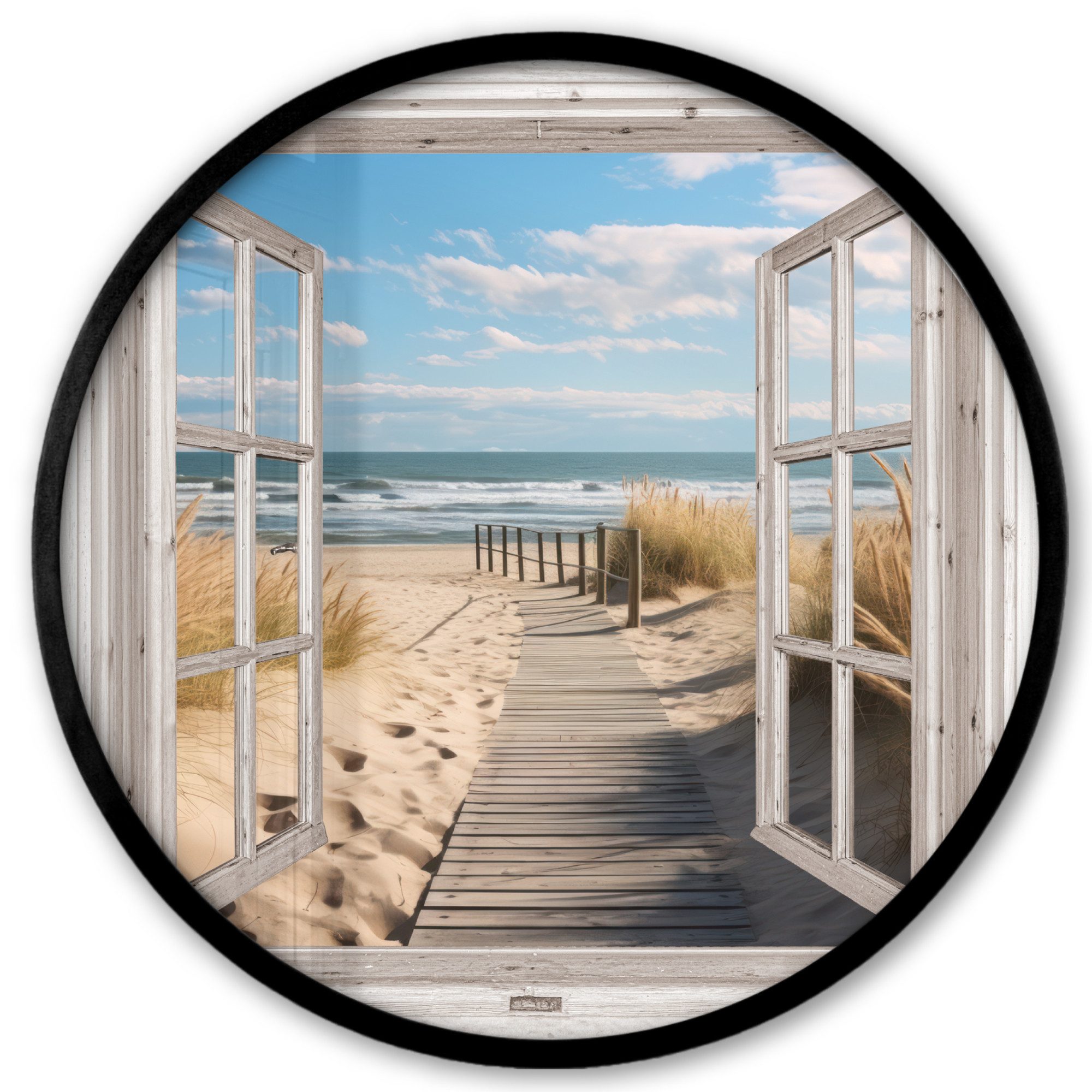 MuchoWow Poster Rund - Durchblick - Strand - Natur - Weg, (1 St), Runde Wandbilder, Deko für Wohnzimmer und Schlafzimmer, 40x40 cm