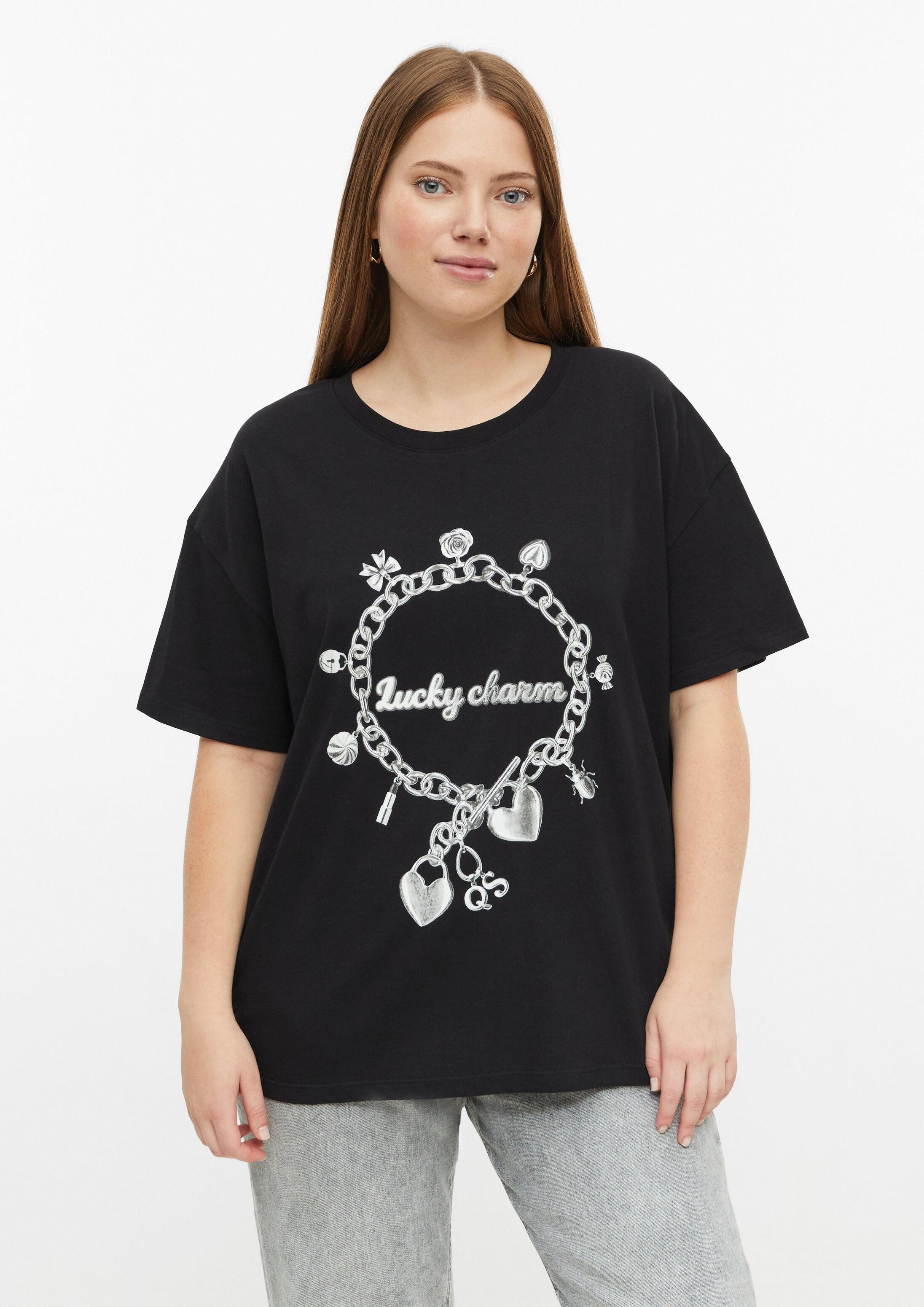 QS Kurzarmshirt T-Shirt lässiges Baumwollshirt mit Frontprint