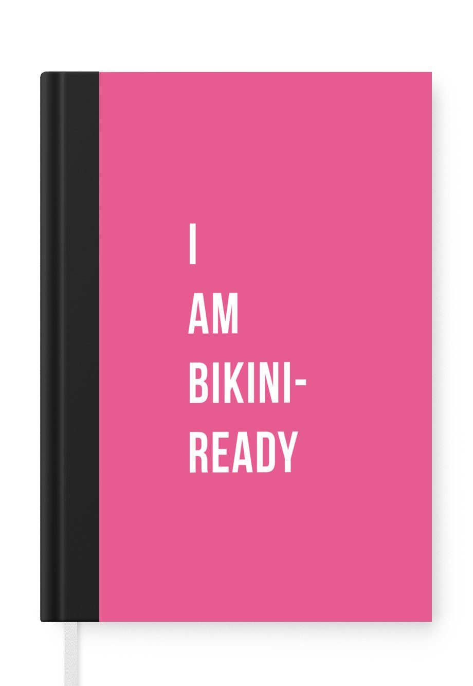 MuchoWow Notizbuch Pink - Zitat - Ich bin bereit für den Bikini, Journal, Merkzettel, Tagebuch, Notizheft, A5, 98 Seiten, Haushaltsbuch