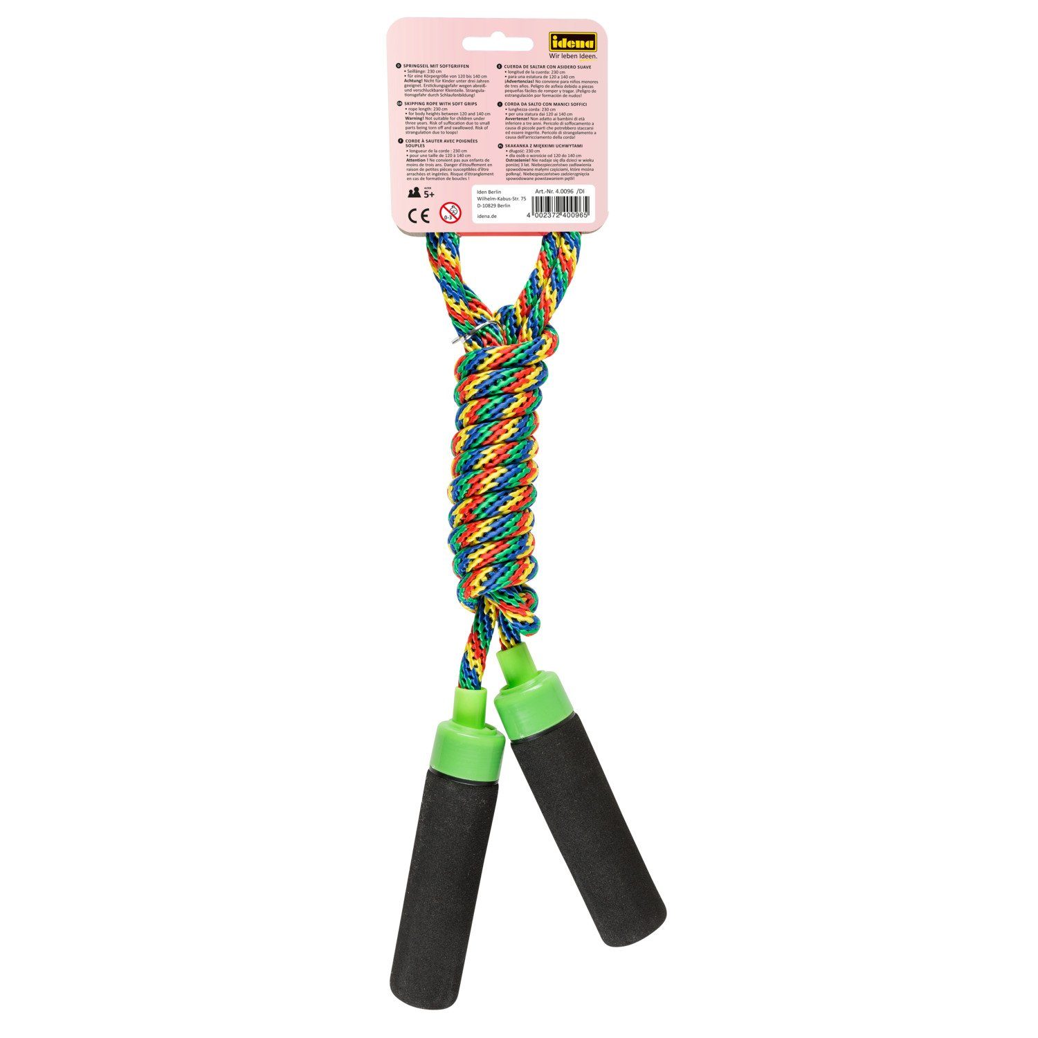 Idena Springseil Idena 40096 - Springseil mit Softgriffen für Kinder, Länge ca. 2,3 m
