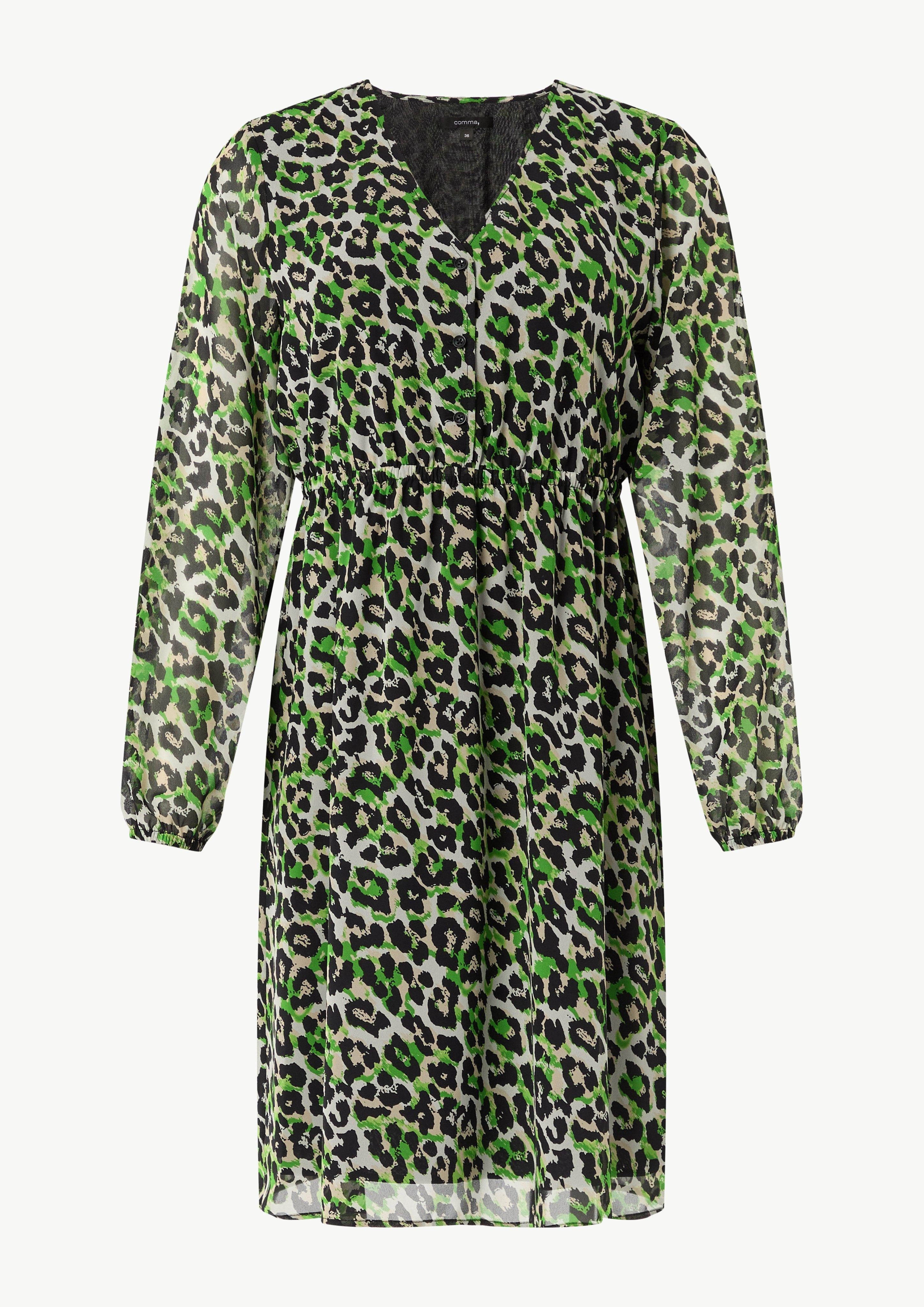 Comma Minikleid Kurzes Chiffon-Kleid mit Leo-Print günstig online kaufen