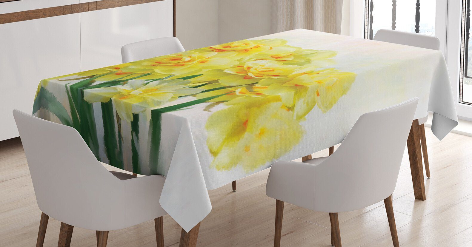 Tischdecke Waschbar den Bouquet Farben, Farbfest Abakuhaus Bereich Malen Blume Außen Klare von Narzissen Für geeignet