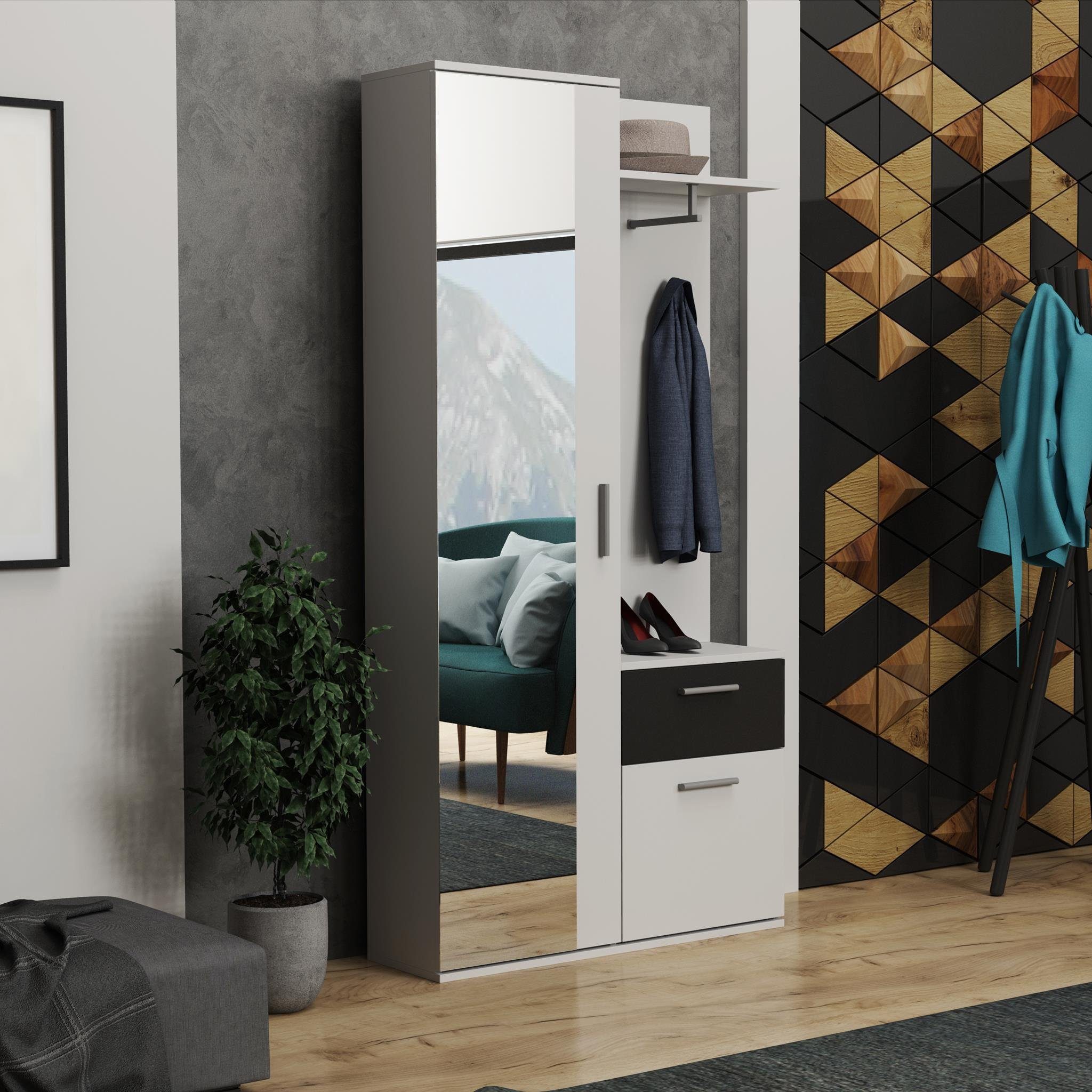 Beautysofa Kompaktgarderobe Justin (Schuhschrank, Kleiderhaken, Garderoben- günstig online kaufen