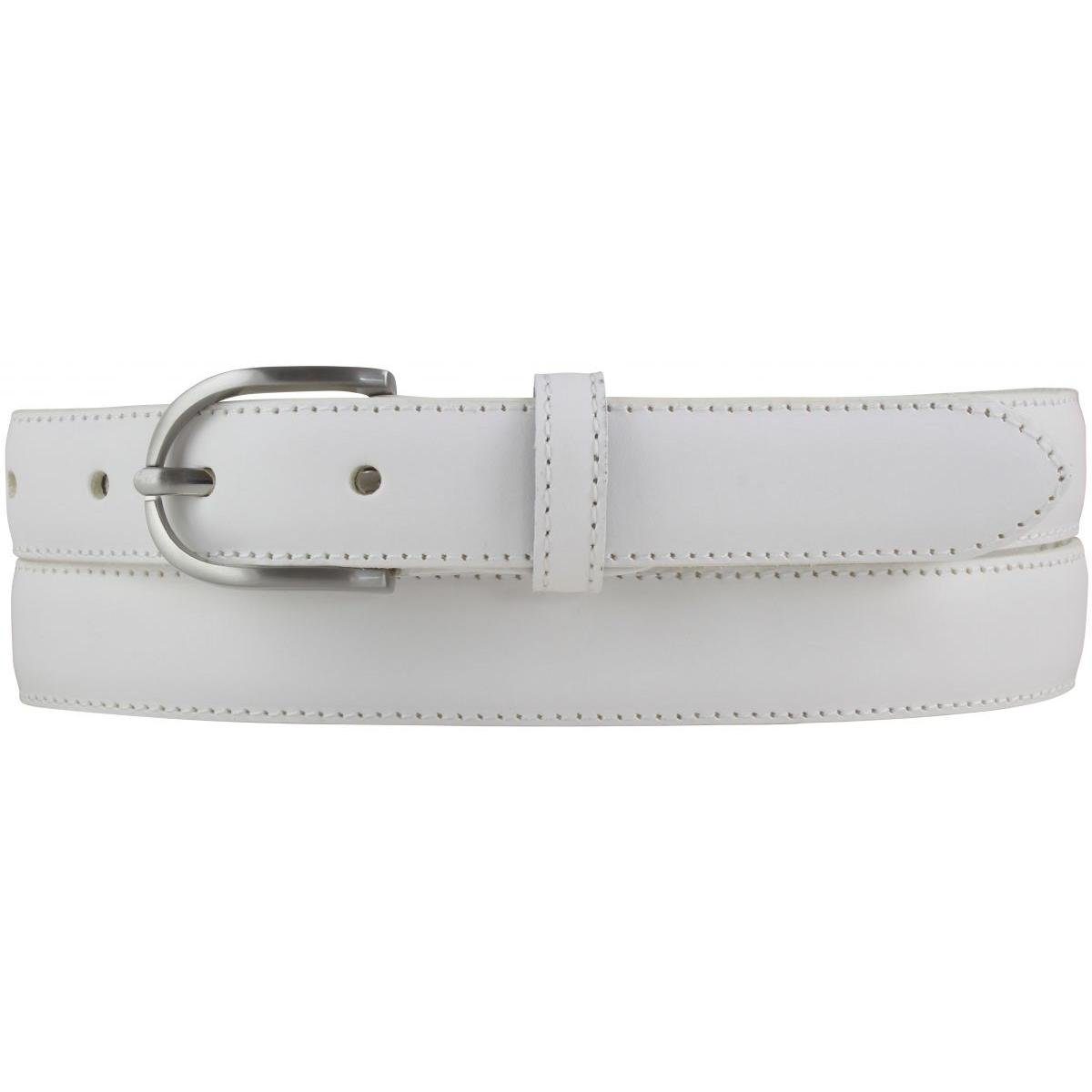 BELTINGER Ledergürtel Damen-Gürtel aus Vollrindleder 2,5 cm - Schmaler Gürtel für Damen 25mm Weiß, Silber