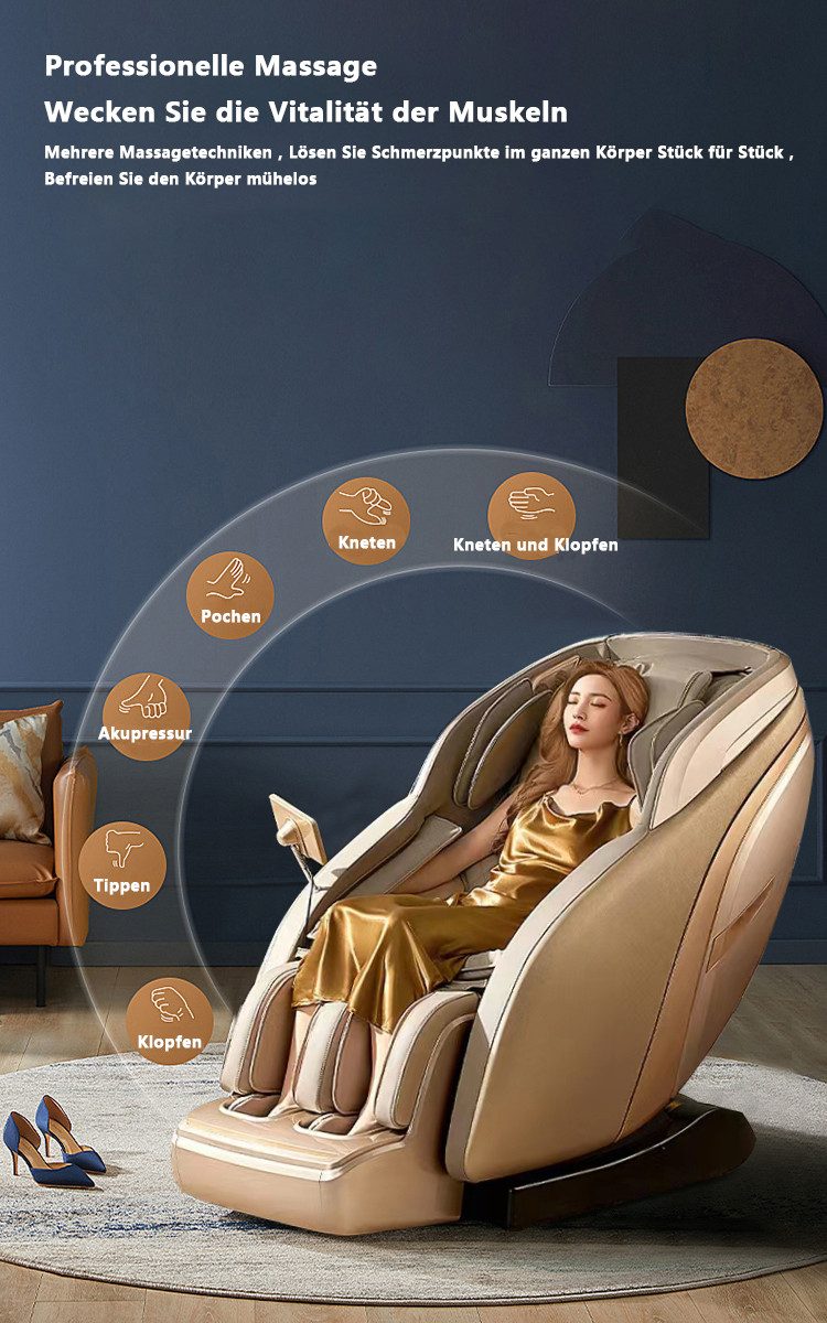 Salottini Massagesessel SOFORT LIEFERBAR 2D Massagesessel Sessel Bern gold SONDERPREIS (1-St), mit Relaxfunktion