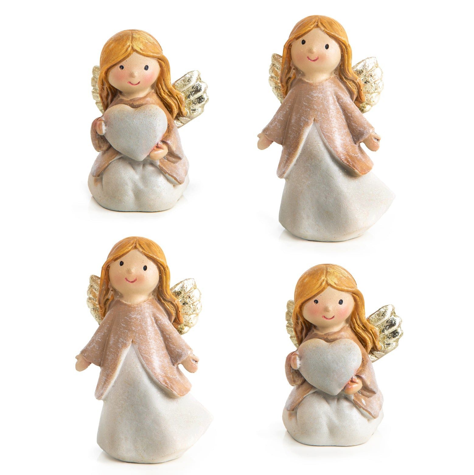 Logbuch-Verlag Dekofigur 4 Engel Figuren mit Herz 7,5 cm Schutzengel kleines Geschenk