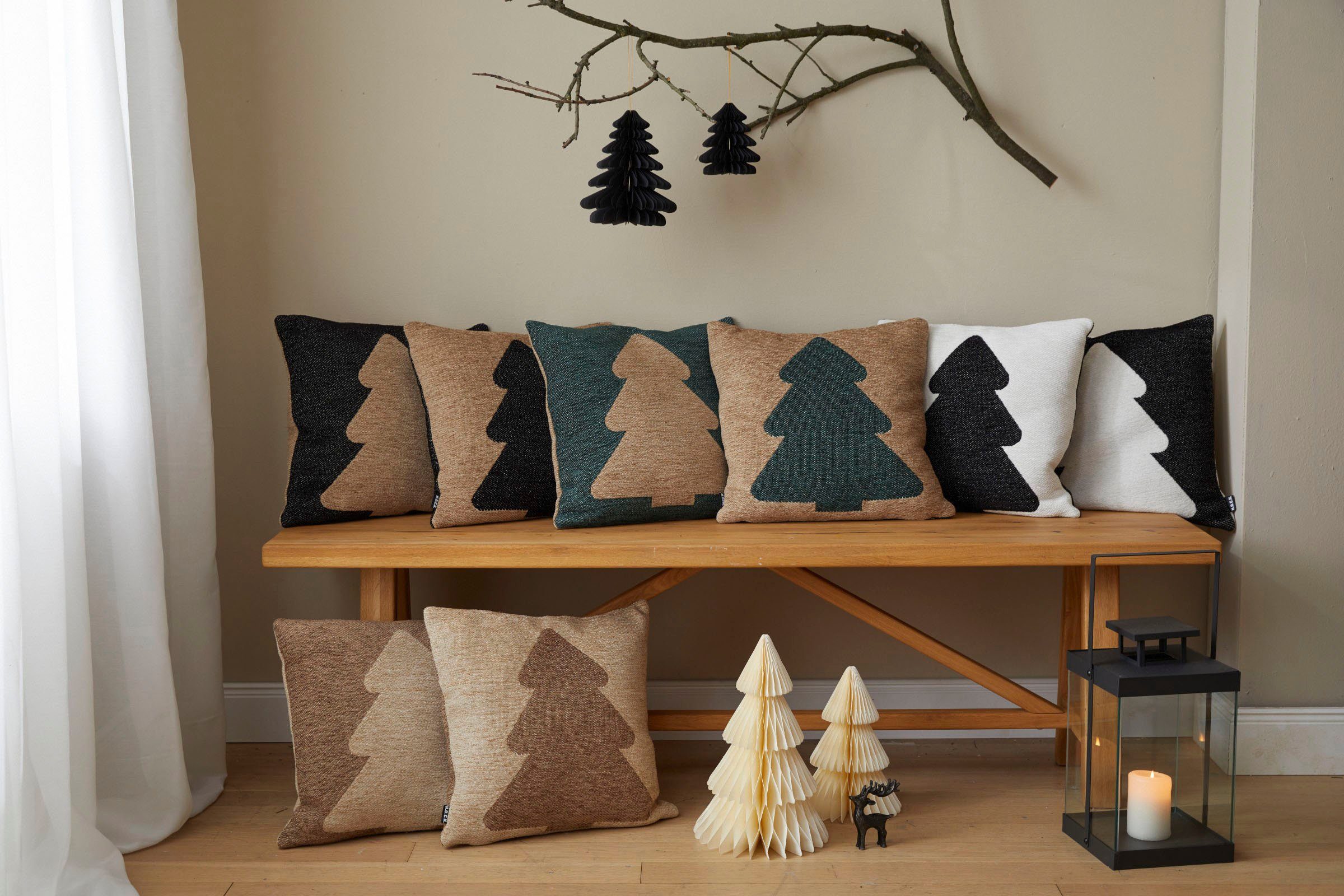 H.O.C.K. Dekokissen X-Mas Tree, Weihnachtszeit, Tannenbaum, inkl. Füllung, Bezug mit Reißverschluss