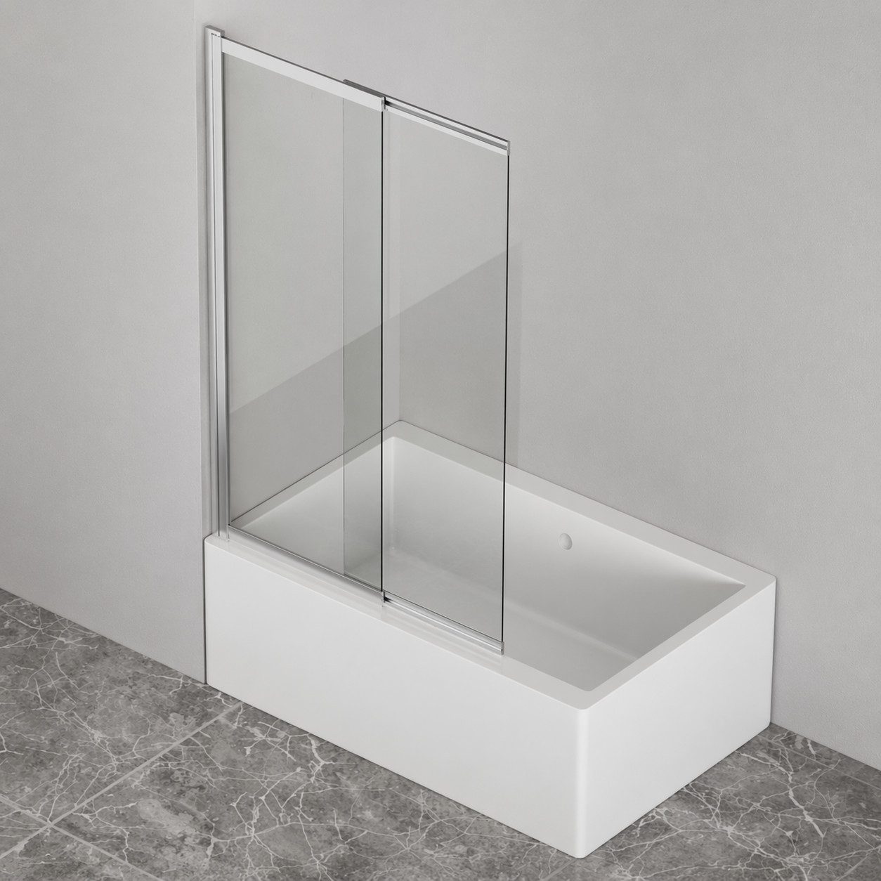 welltime Badewannenaufsatz Slider, Einscheibensicherheitsglas, (2 tlg), Duschwand zum Zusammenschieben UND an die Wand klappen!