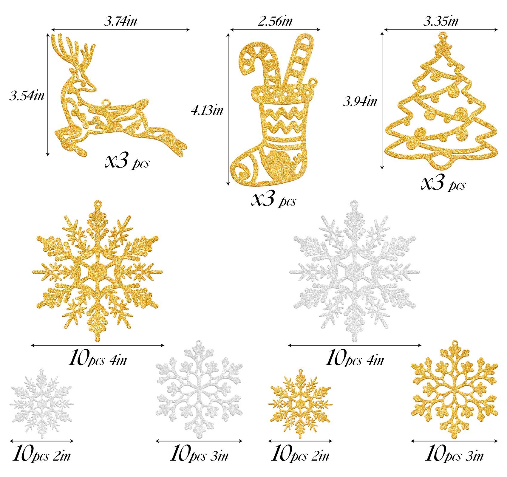 Homewit schneeflocken 65 christbaumschmuck schneeflocken Gold-Weiß Weihnachtsbaumdecke Stück deko