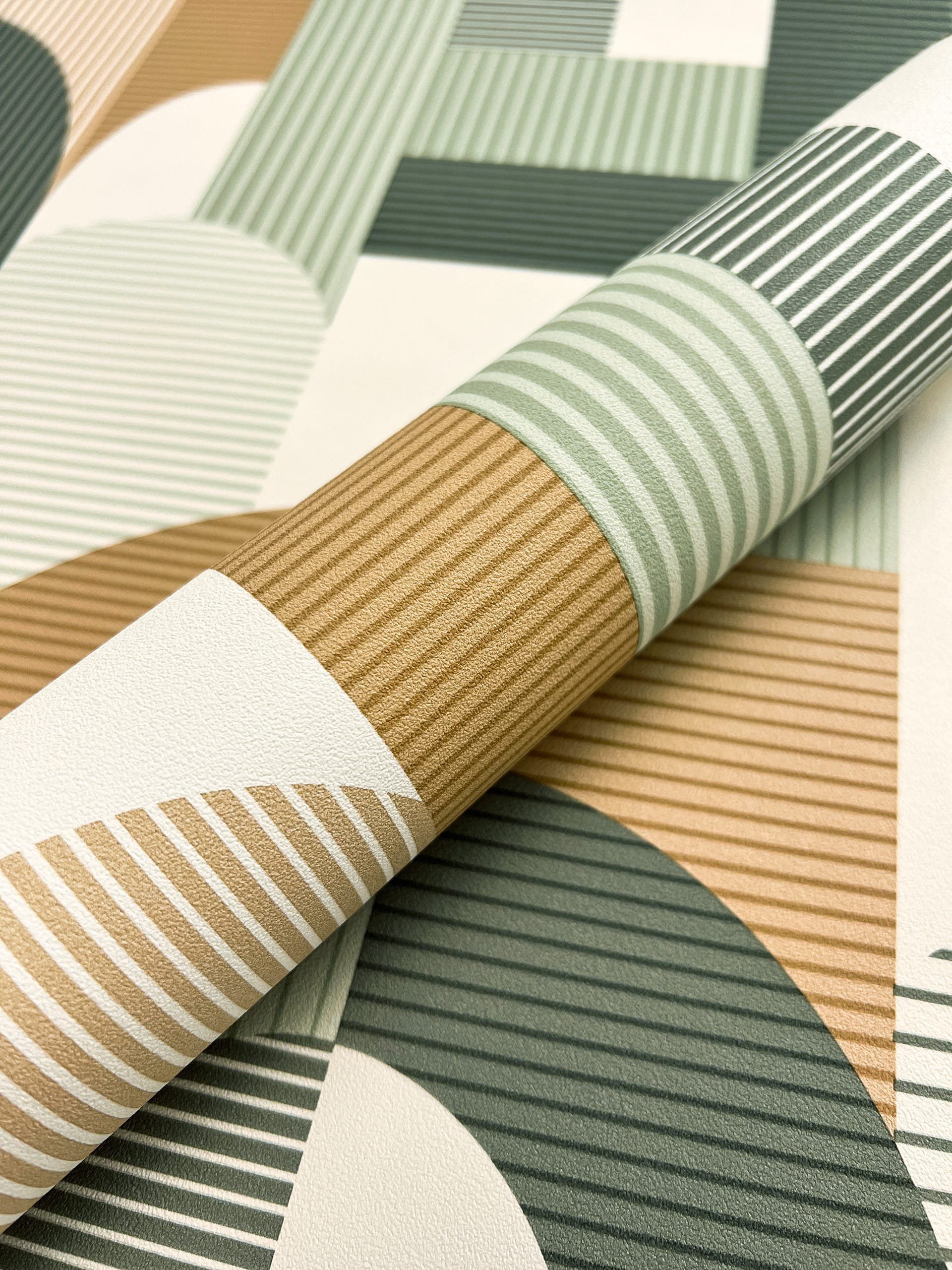 Newroom Vliestapete Leona Green Tapete Mustertapete Streifen,Linien,Bogen, günstig online kaufen