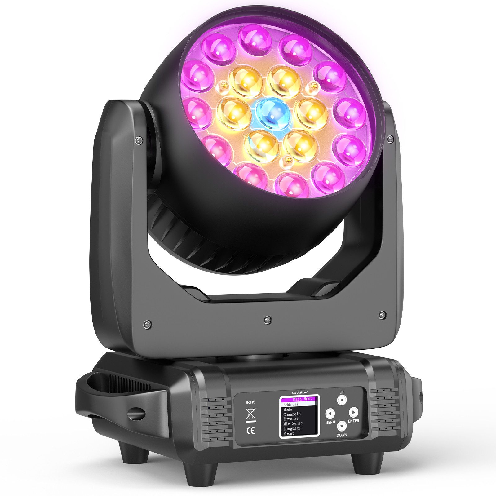 ZonQoonz Discolicht 285W LED Moving Head, variabel fokussierbar für DJ-Partys Disco