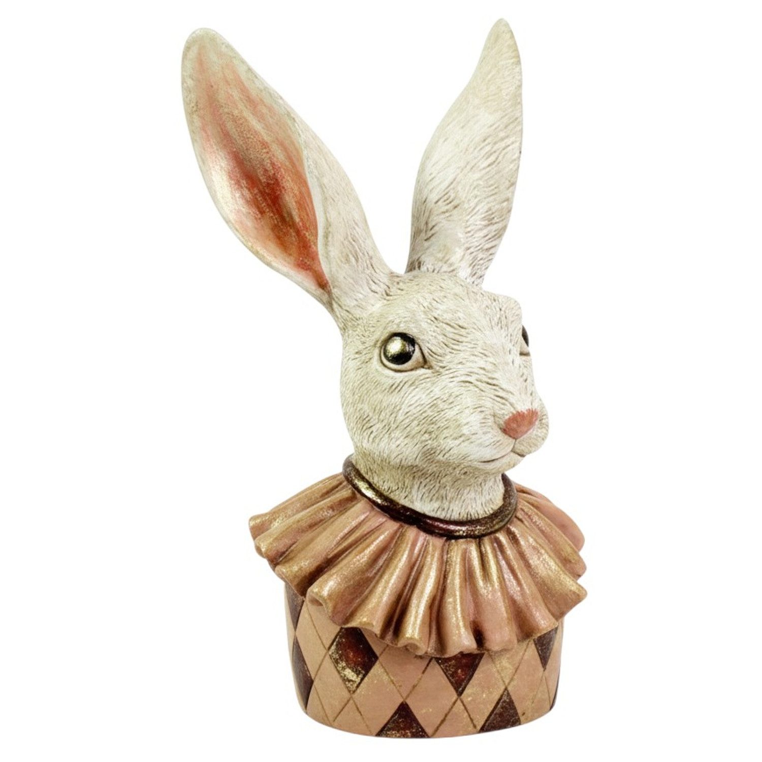 Macosa Home Osterhase XXL Osterhasen Büste Apricot Creme 50 cm vintage Stil (Osterschmuck Tischdeko, Hase Dekofigur Ostern Dekoration), Skulptur Osterdeko Figur Dekohase