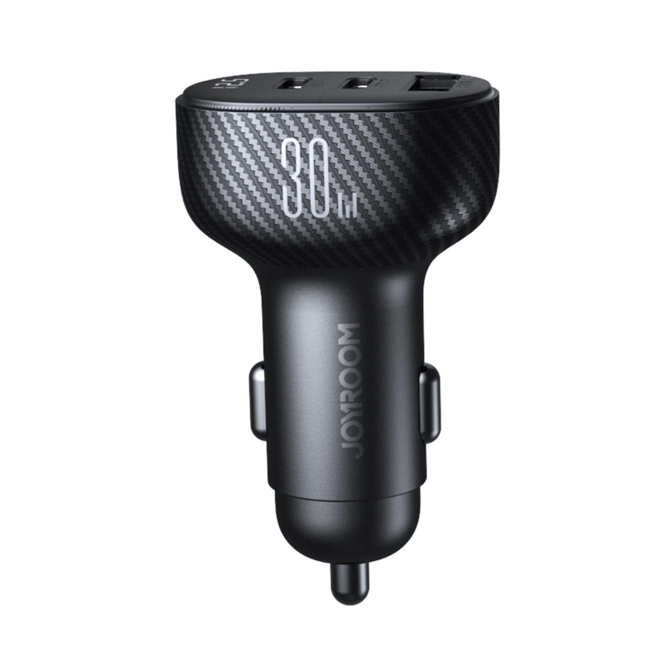 JOYROOM JR-CCD04 KFZ-Adapter Kfz-Stecker (12–24 V) zu USB-C, Autoladegerät 30W mit 2x USB-C, USB-A und Digitalanzeige
