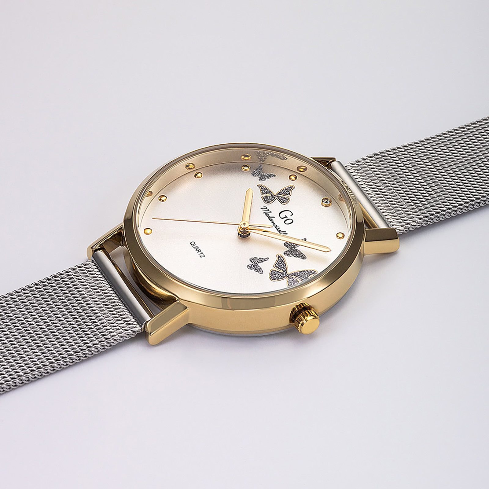 Girl Only Quarzuhr Girl Only Damenuhr Edelstahl silber, (Analoguhr), Damenuhr GO silber, mittel (ca. 34mm) Edelstahlarmband, Elegant-Style